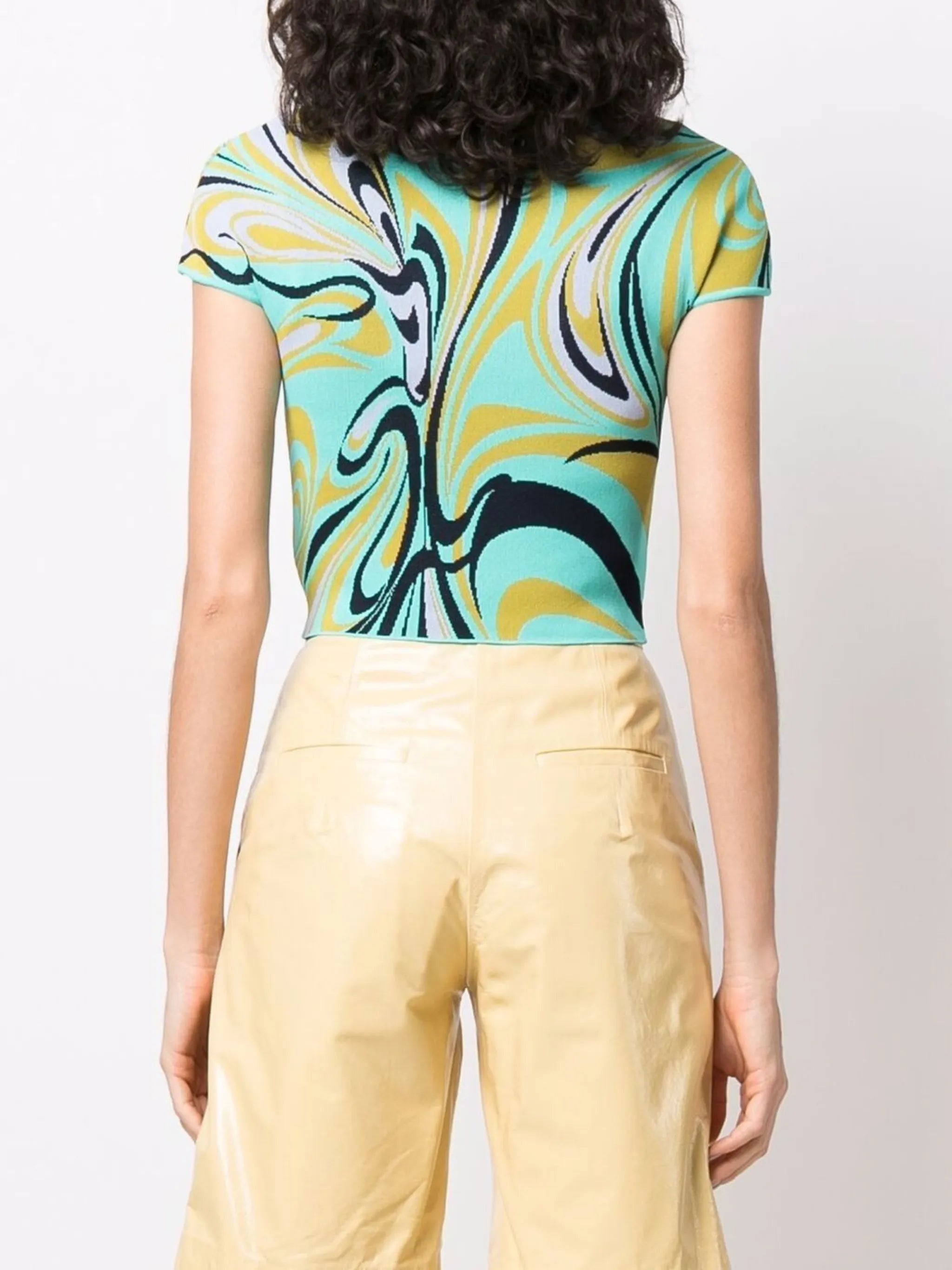 Onde-print knitted T-shirt