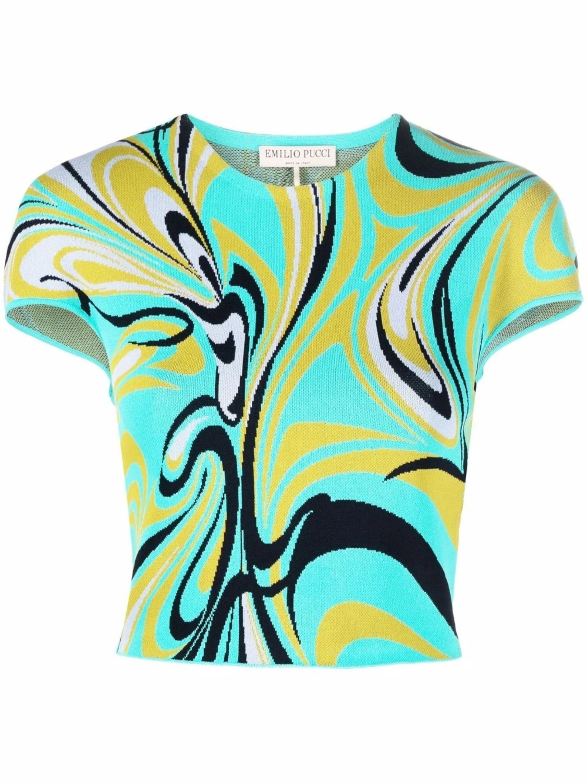 Onde-print knitted T-shirt