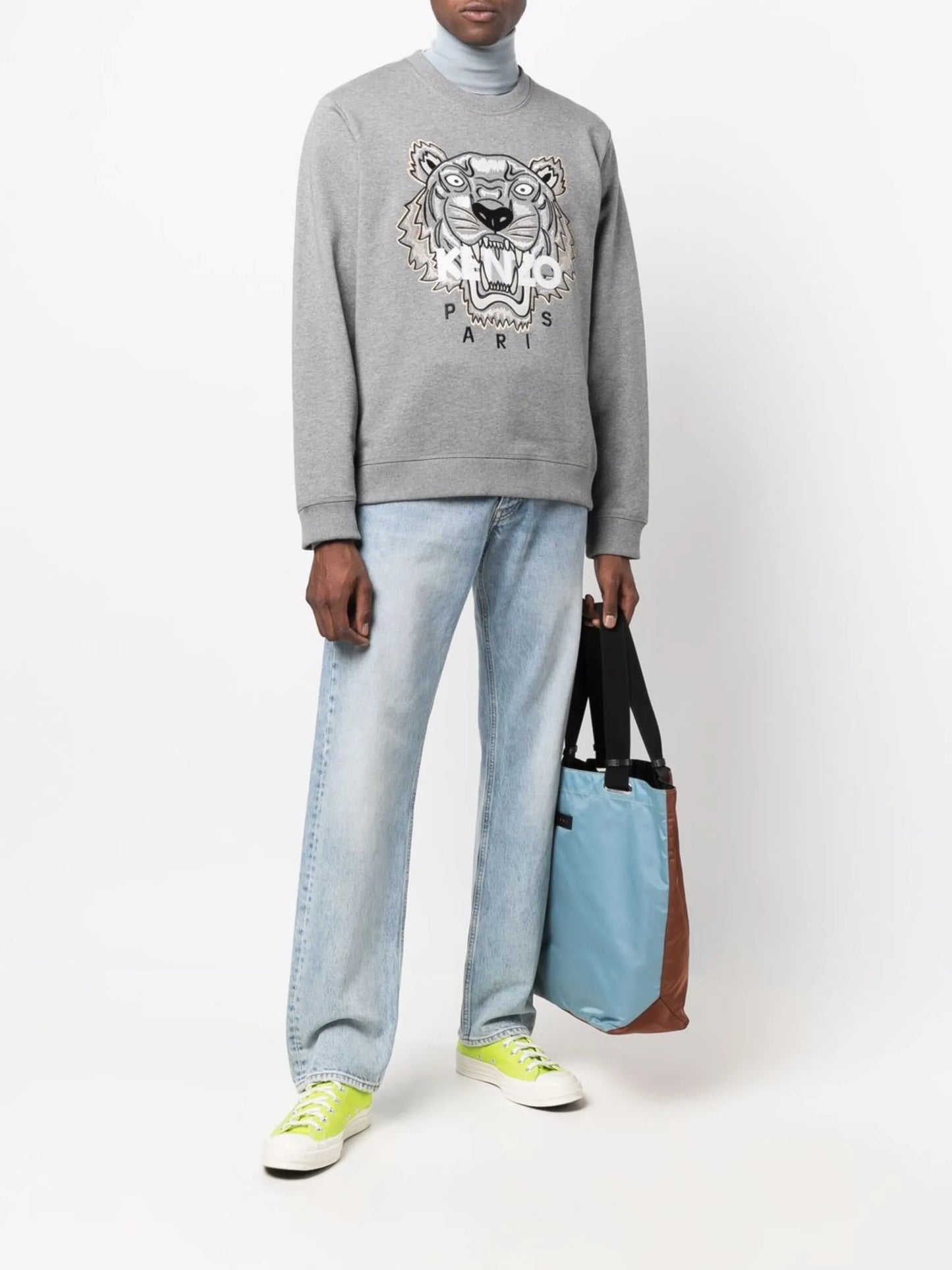 Tiger-print crew neck sweatshirt