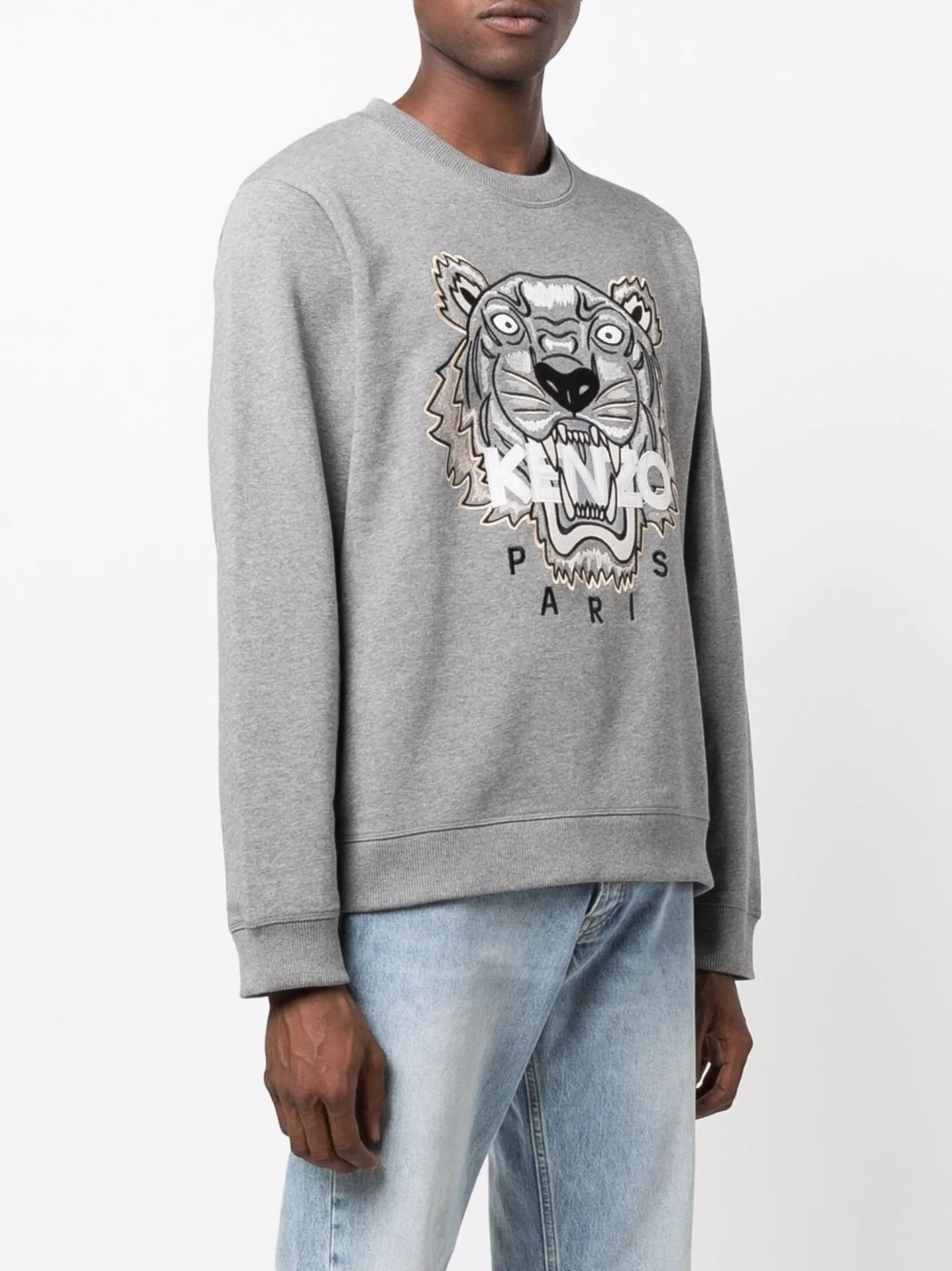 Tiger-print crew neck sweatshirt