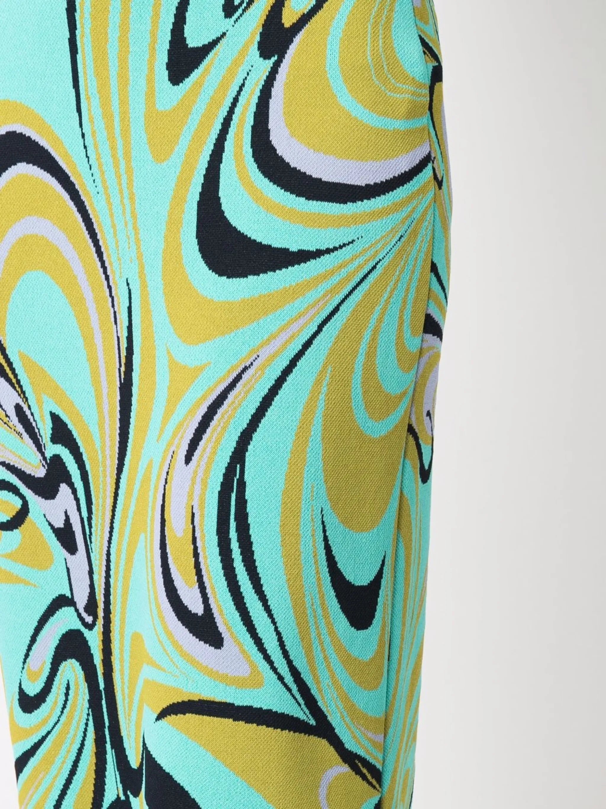 Onde print knitted midi skirt