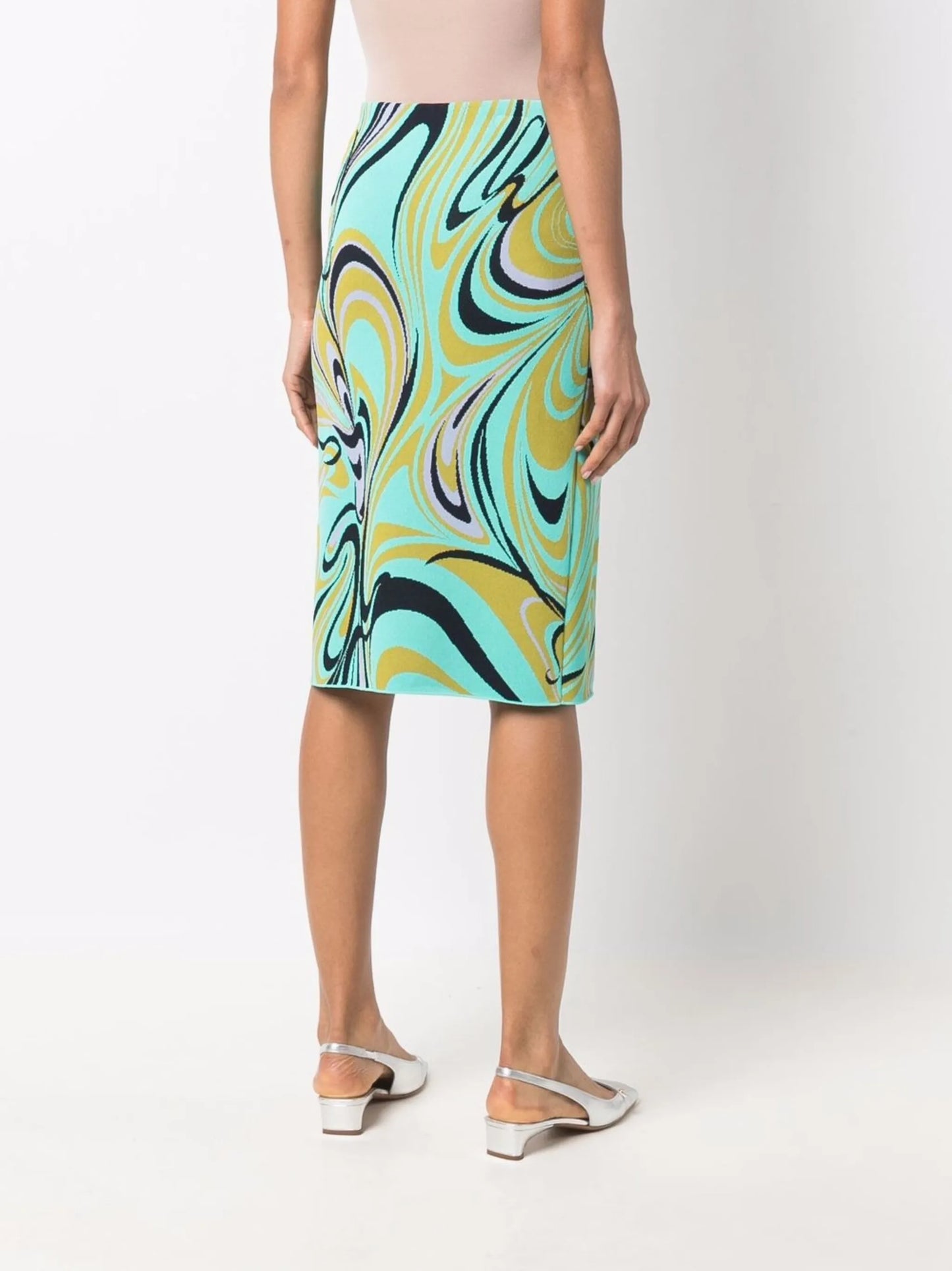 Onde print knitted midi skirt