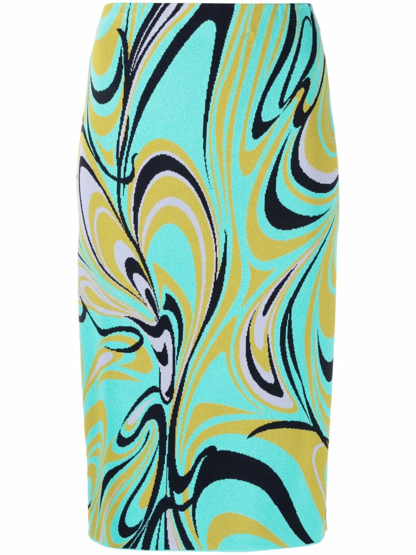 Onde print knitted midi skirt