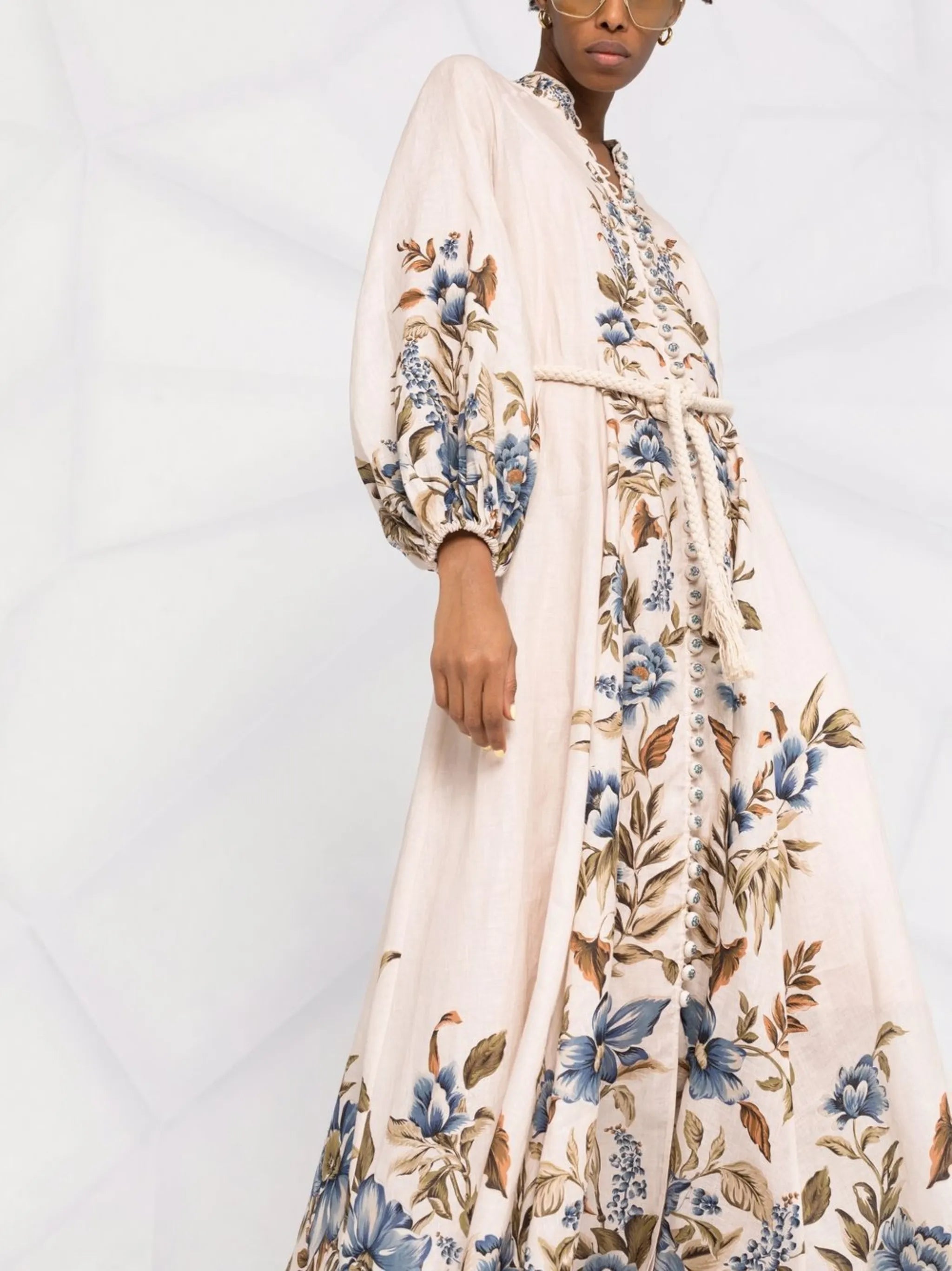floral-print tunic maxi dress