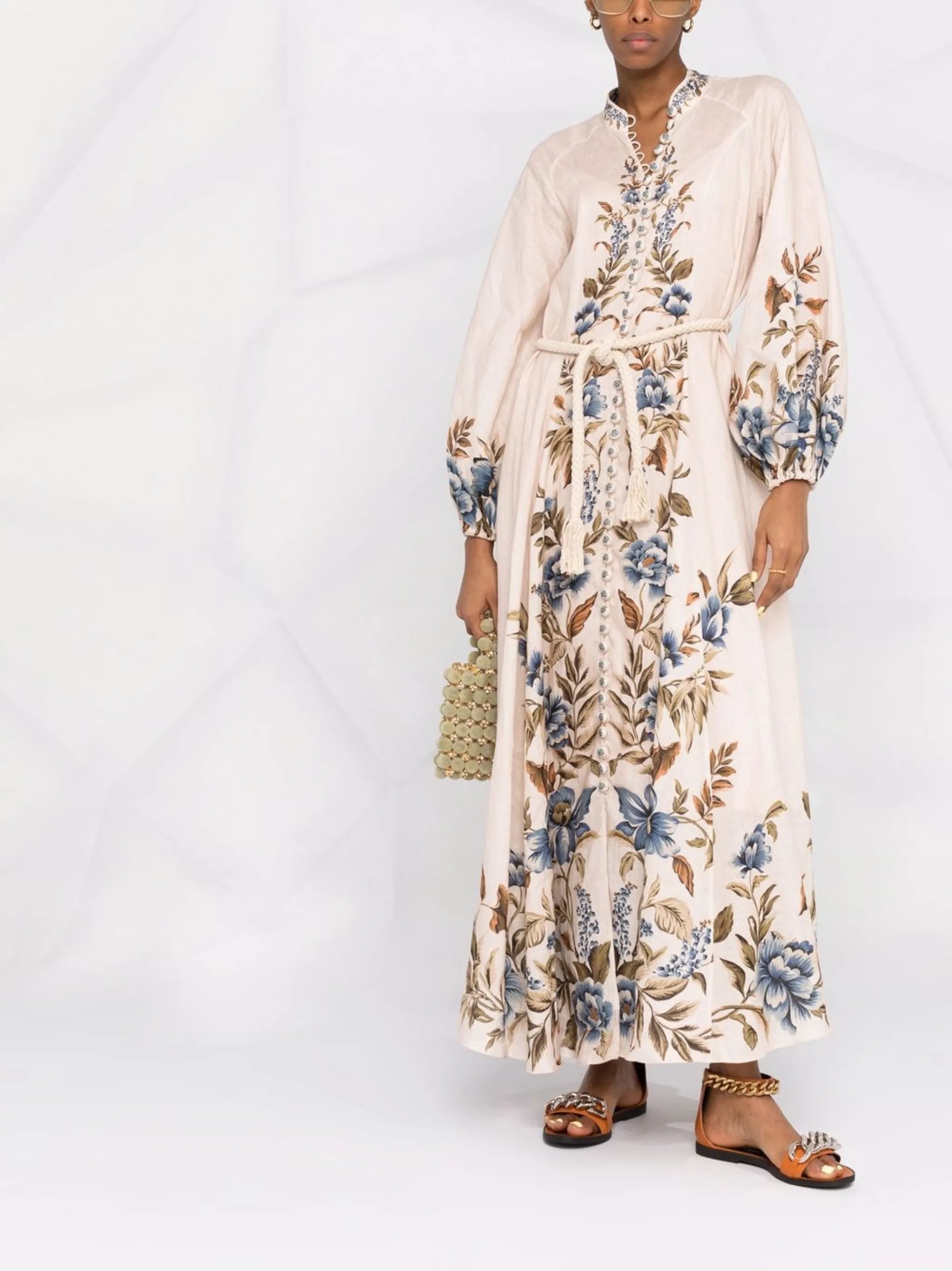 floral-print tunic maxi dress