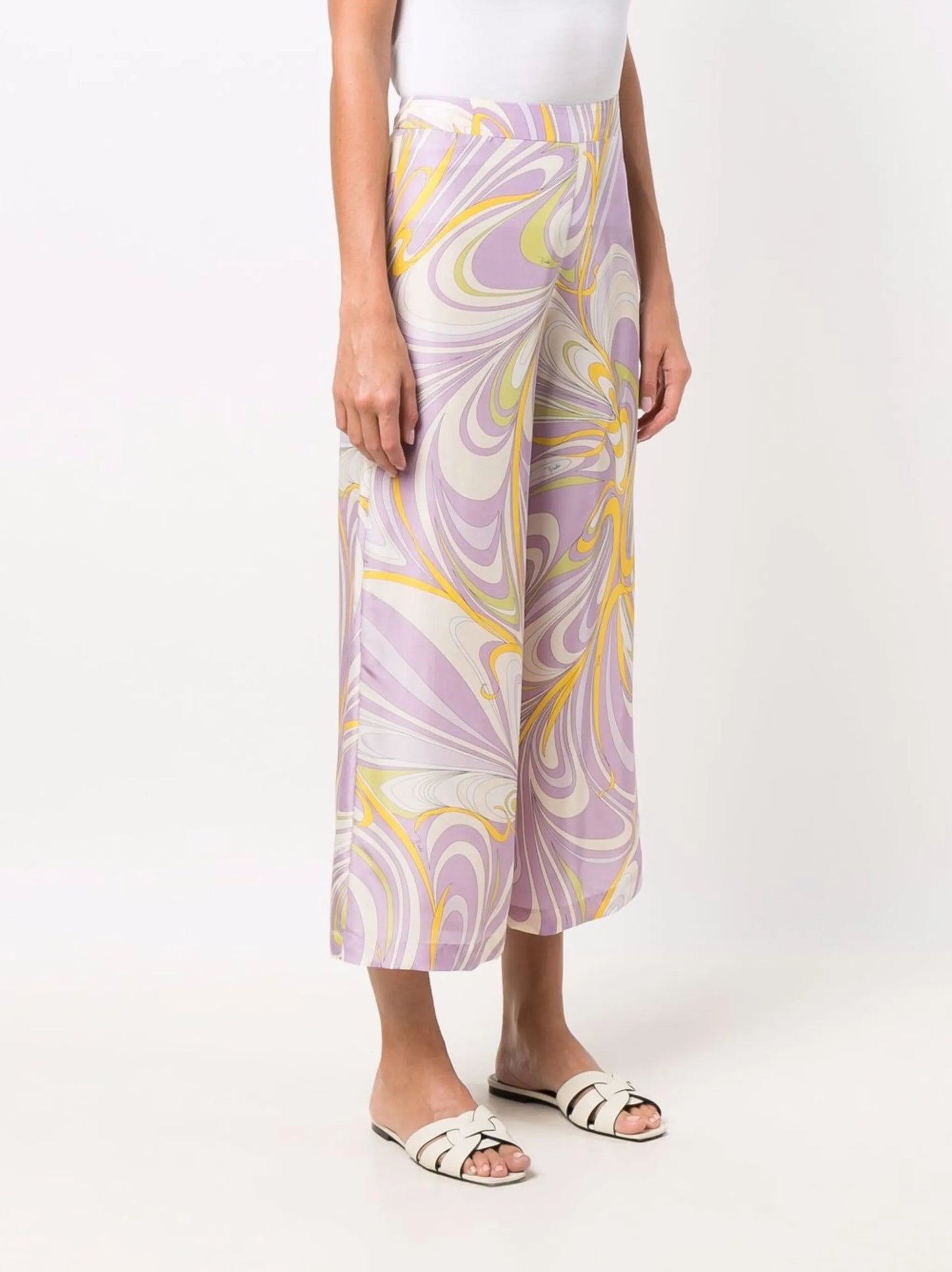 Onde-print wide-leg trousers