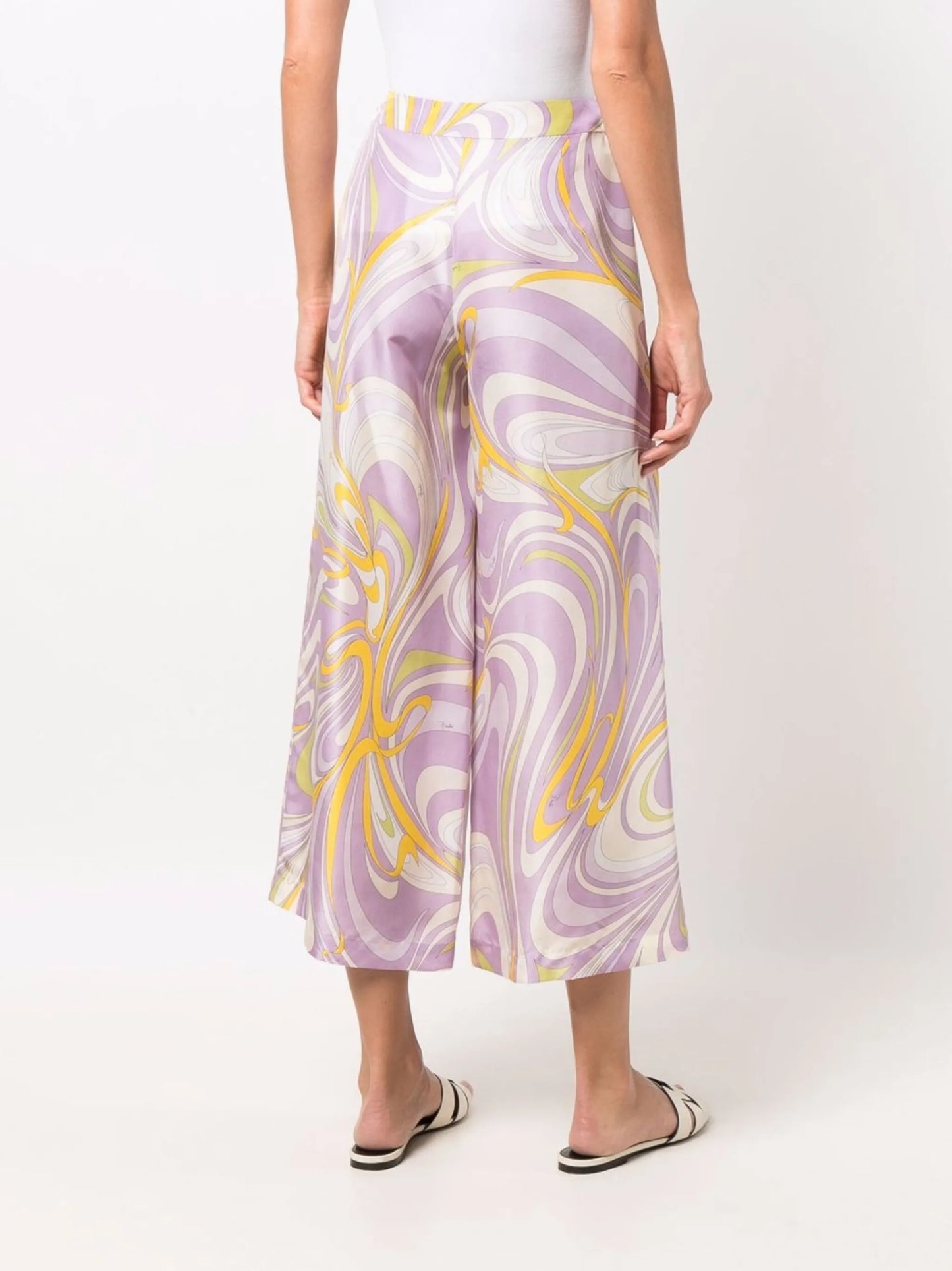 Onde-print wide-leg trousers