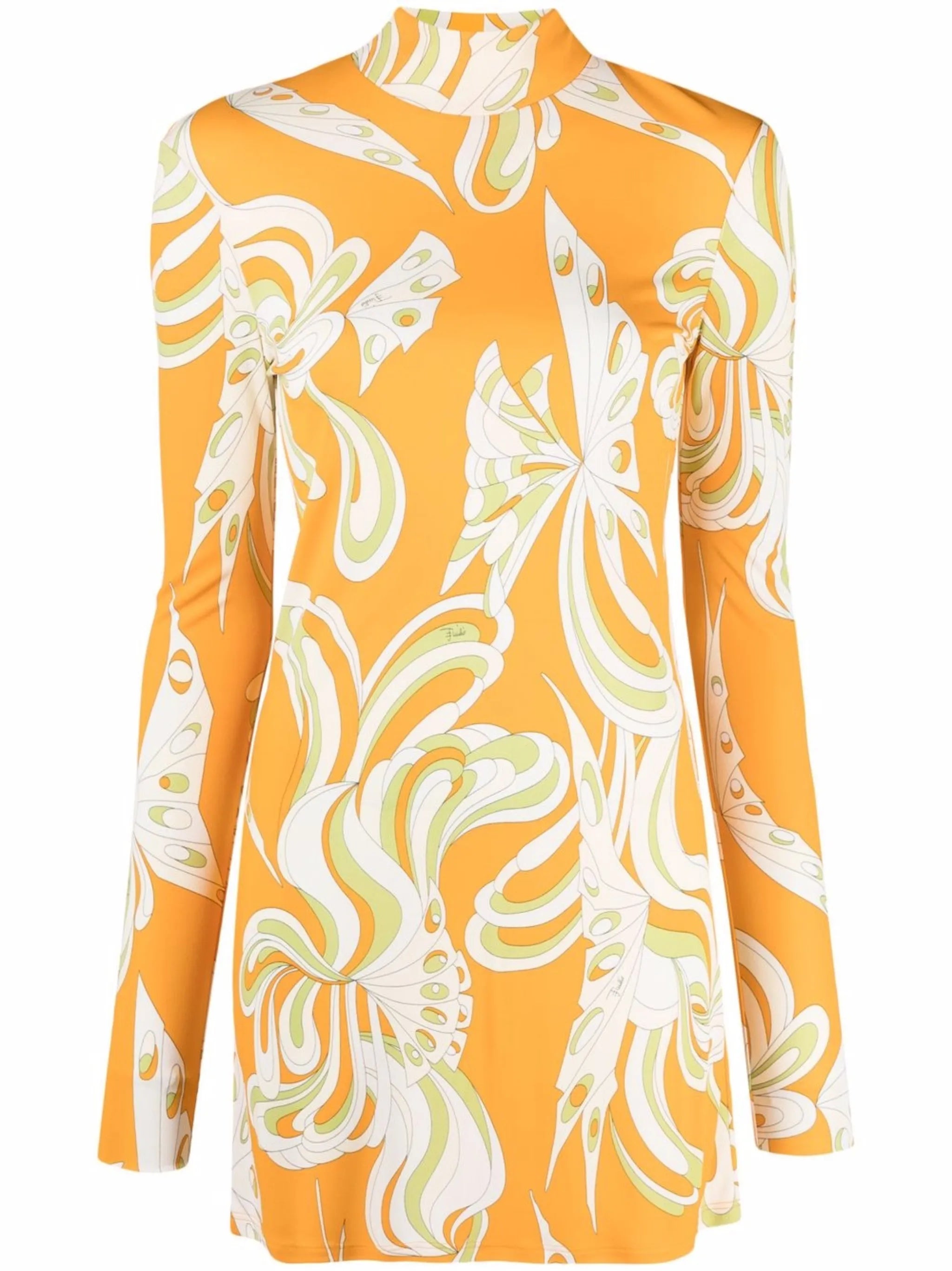 Farfalle-print high-neck dress