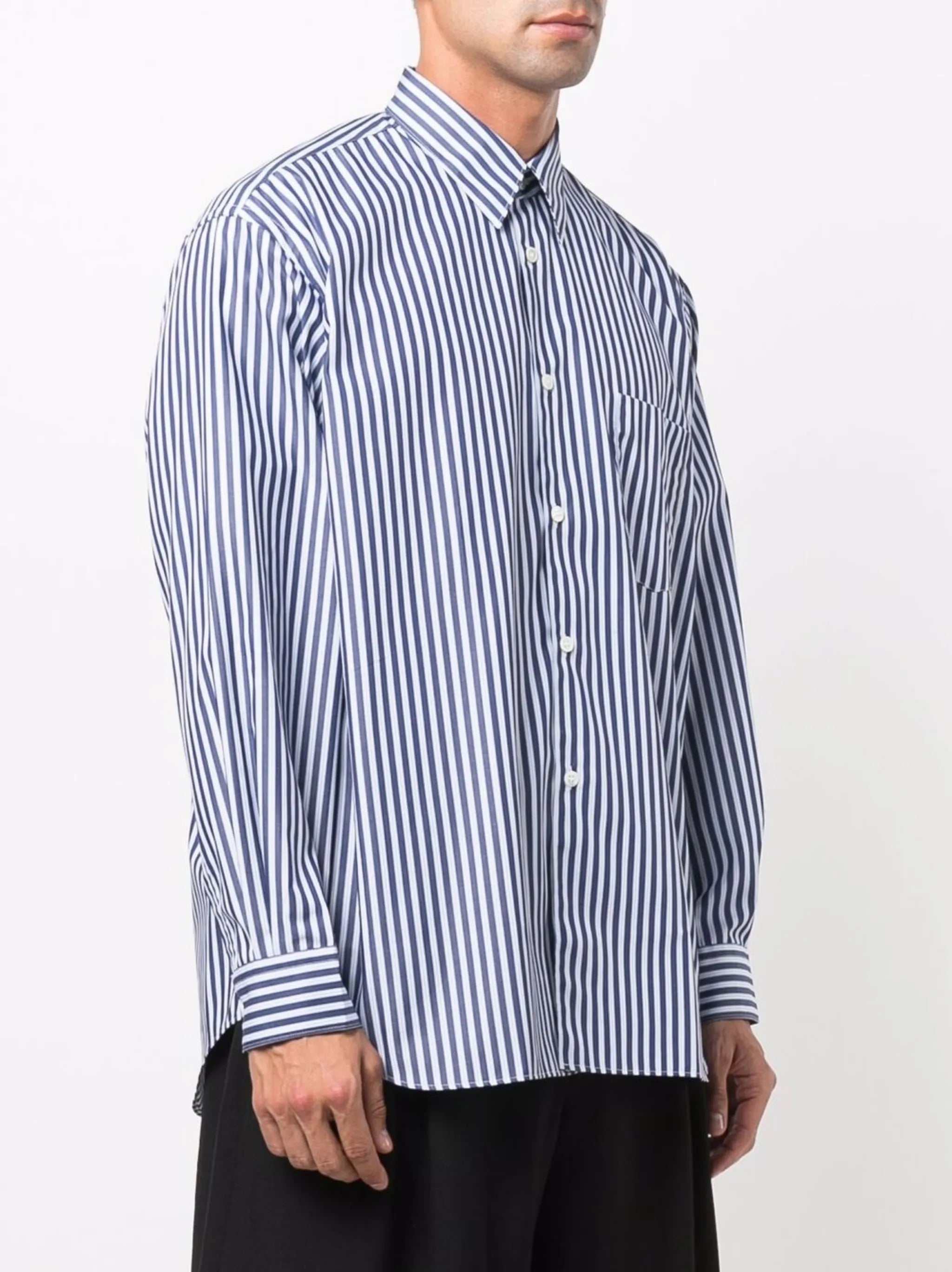 striped button-up shirt