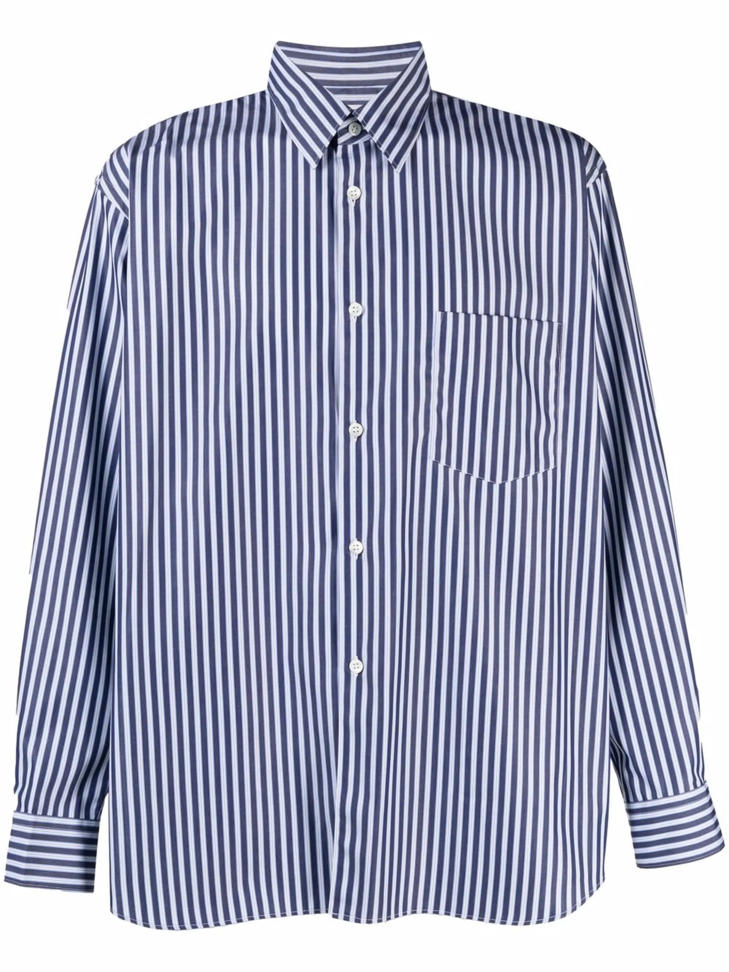 striped button-up shirt