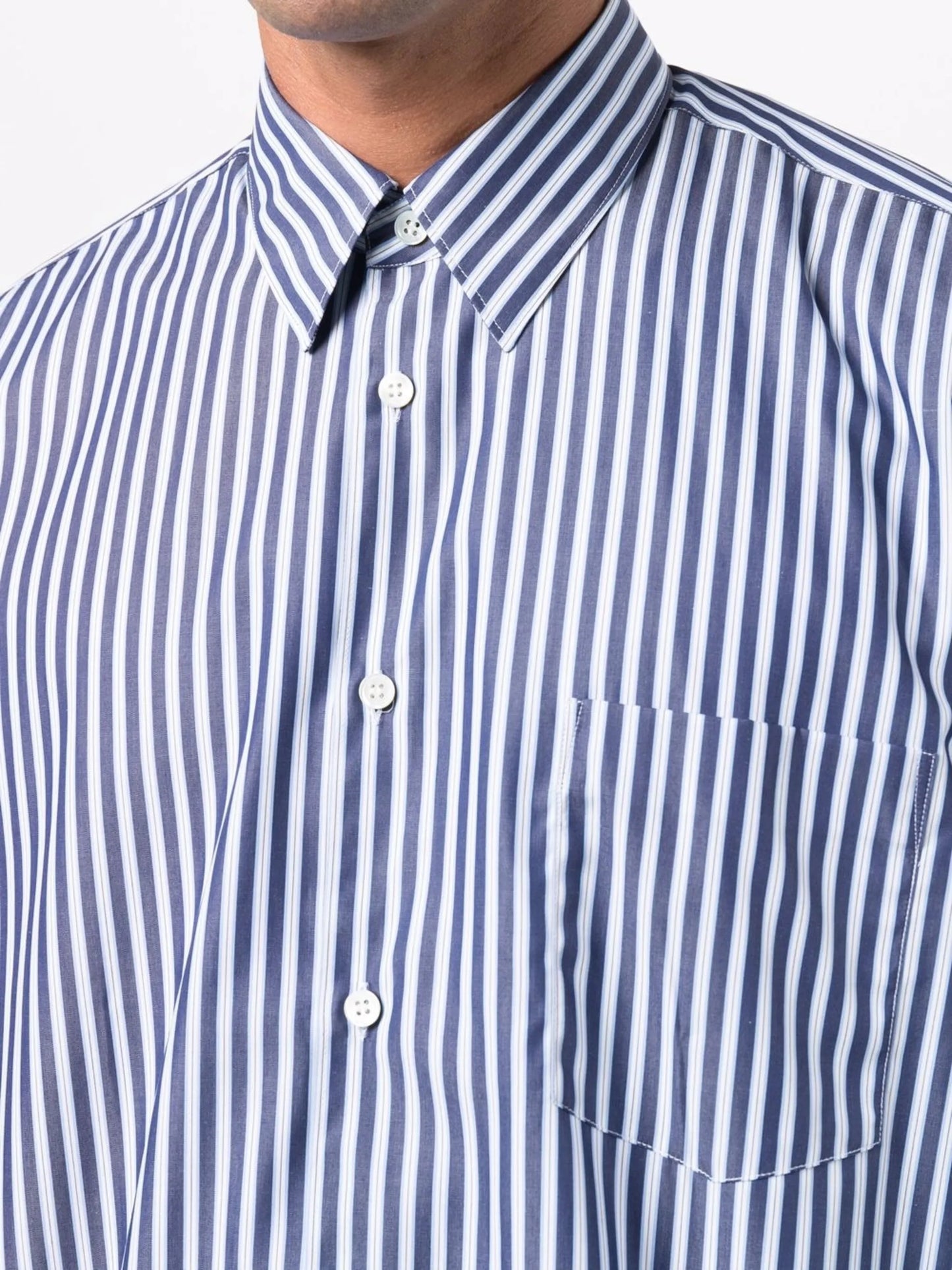 striped button-up shirt