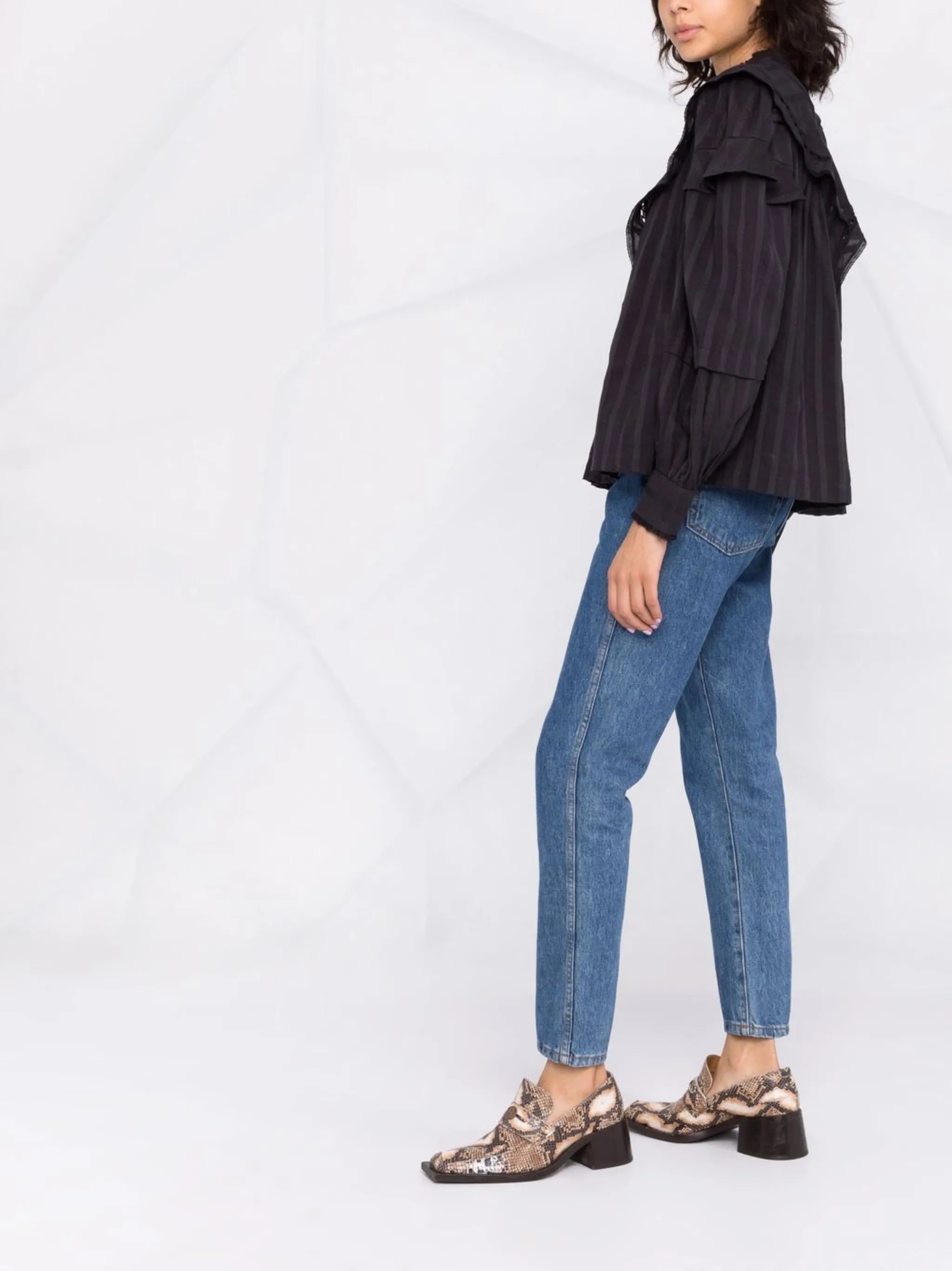 broderie-anglaise puff-sleeve blouse