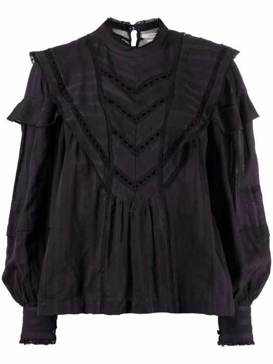 broderie-anglaise puff-sleeve blouse