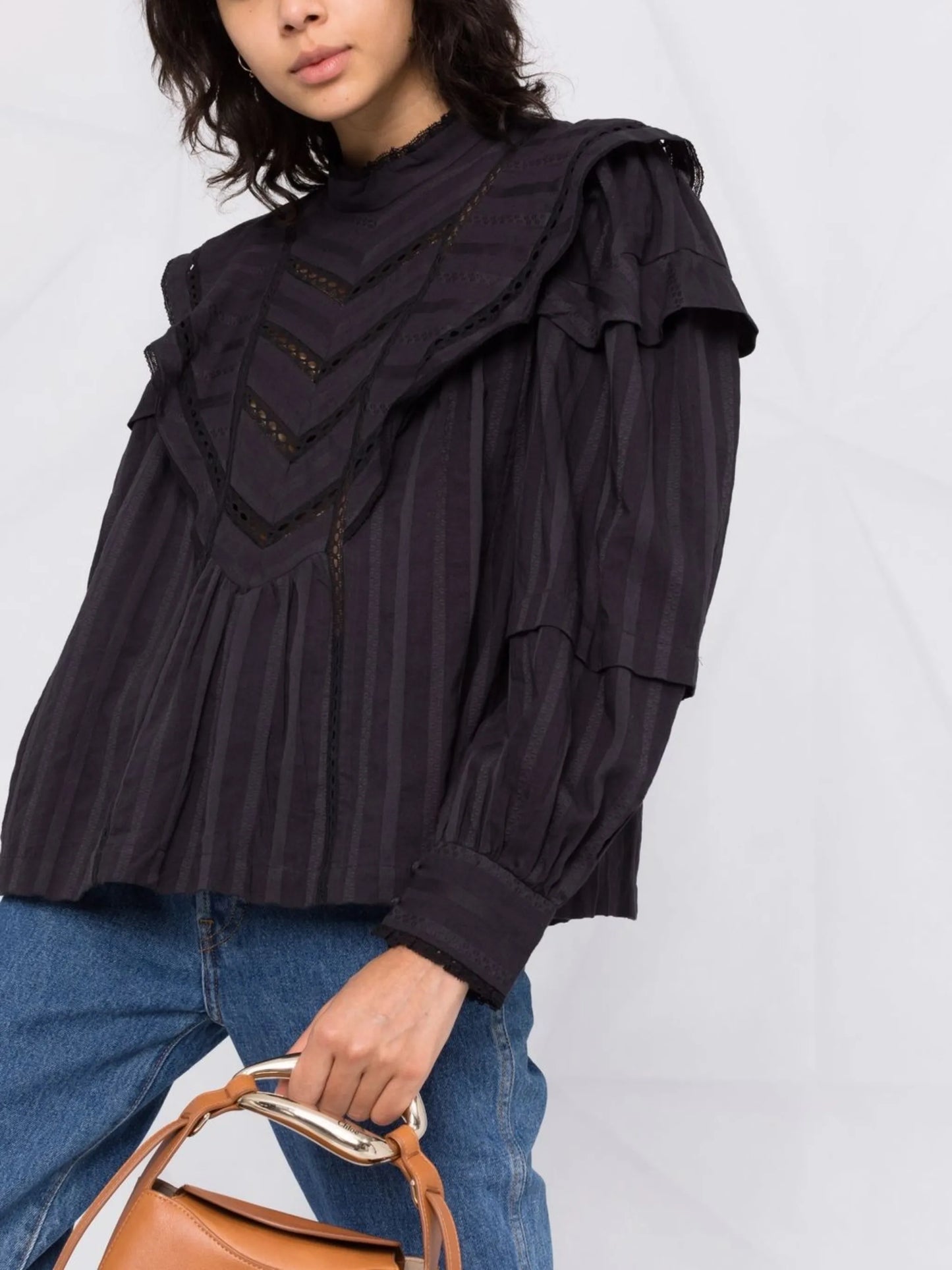 broderie-anglaise puff-sleeve blouse