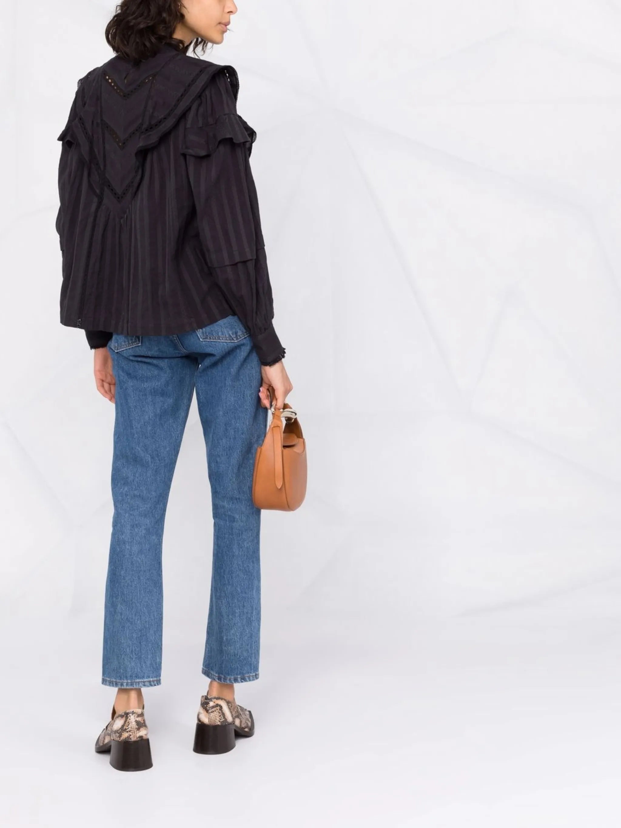 broderie-anglaise puff-sleeve blouse