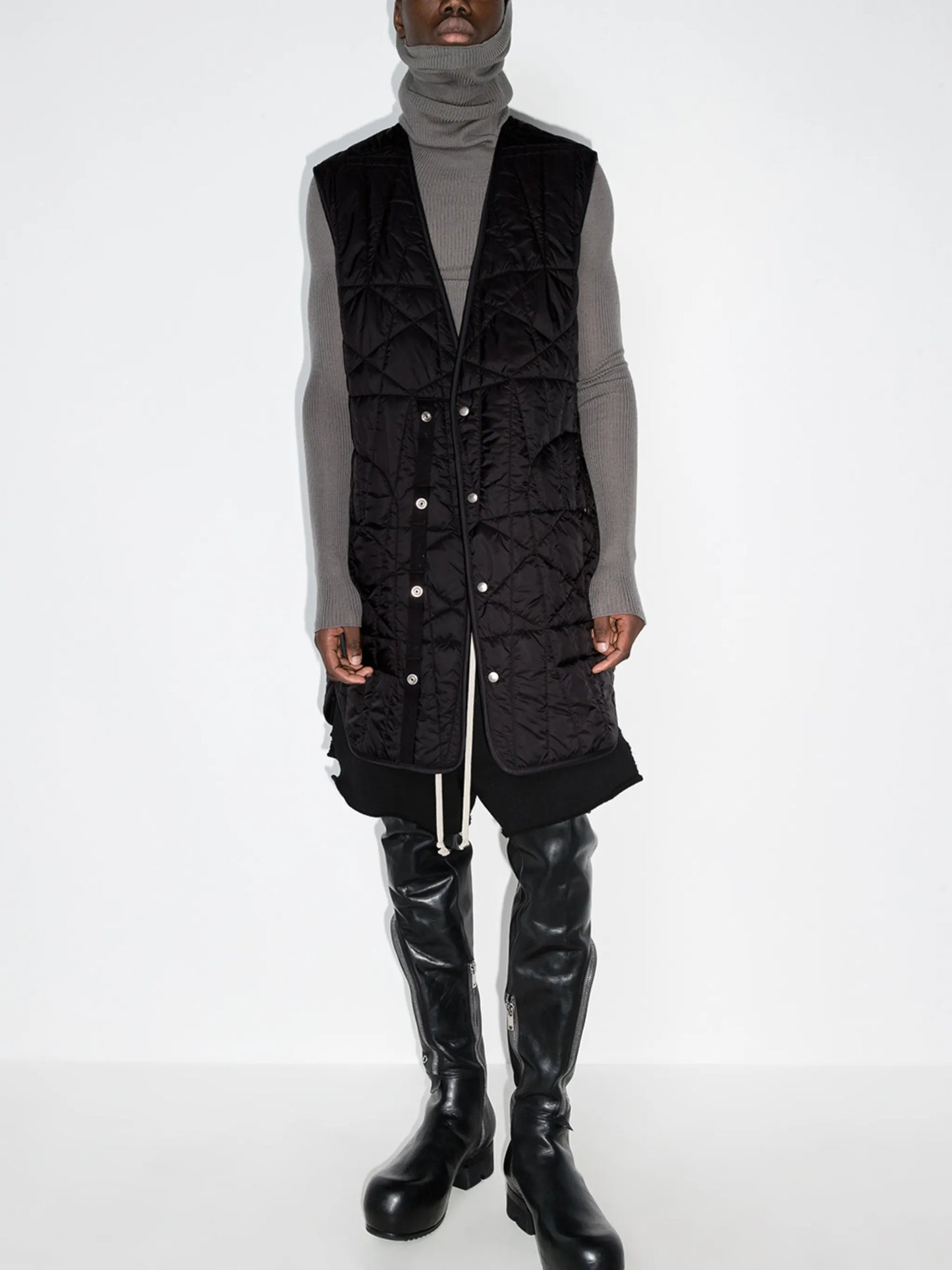 quilted Lined elongated gilet