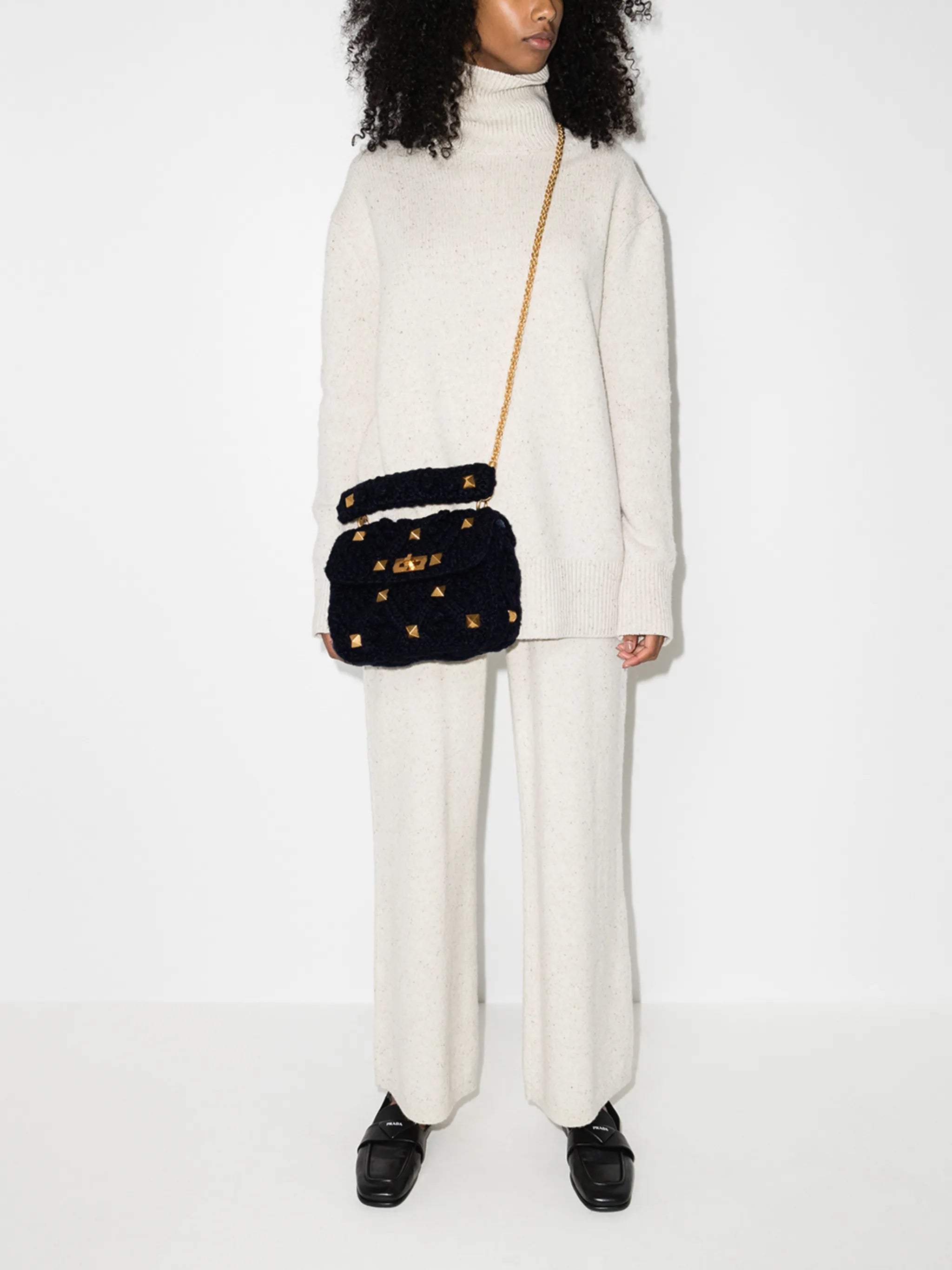 Roman Stud knitted shoulder bag