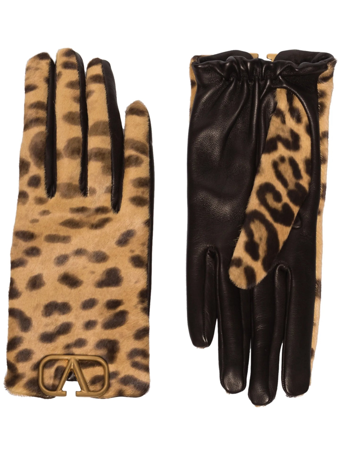 VLogo leopard print gloves