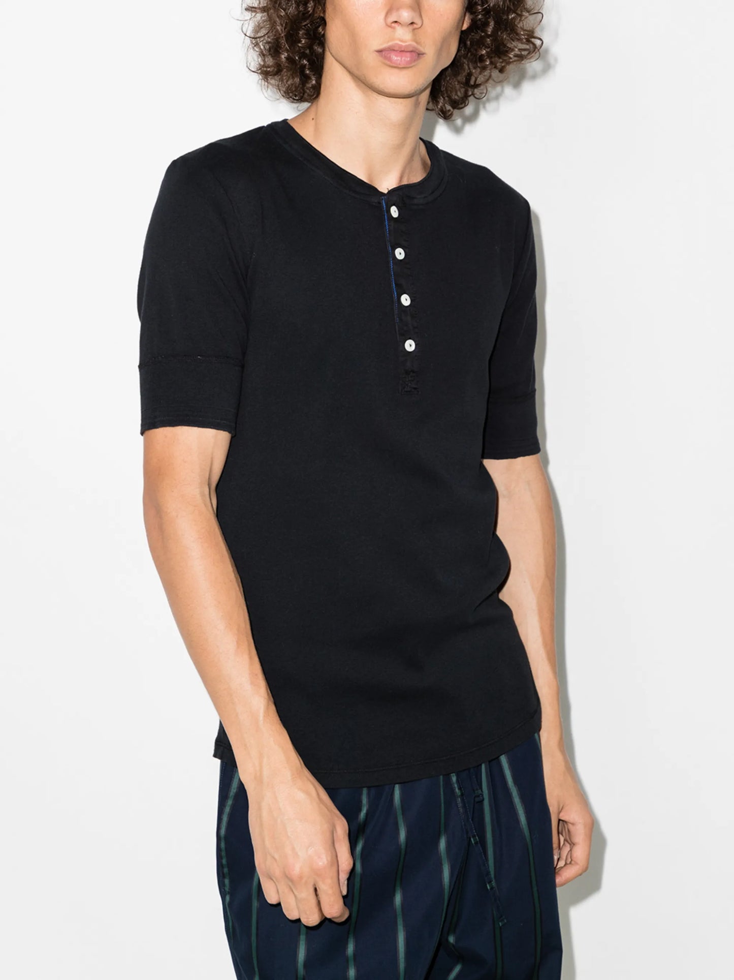 Henley button-placket T-shirt