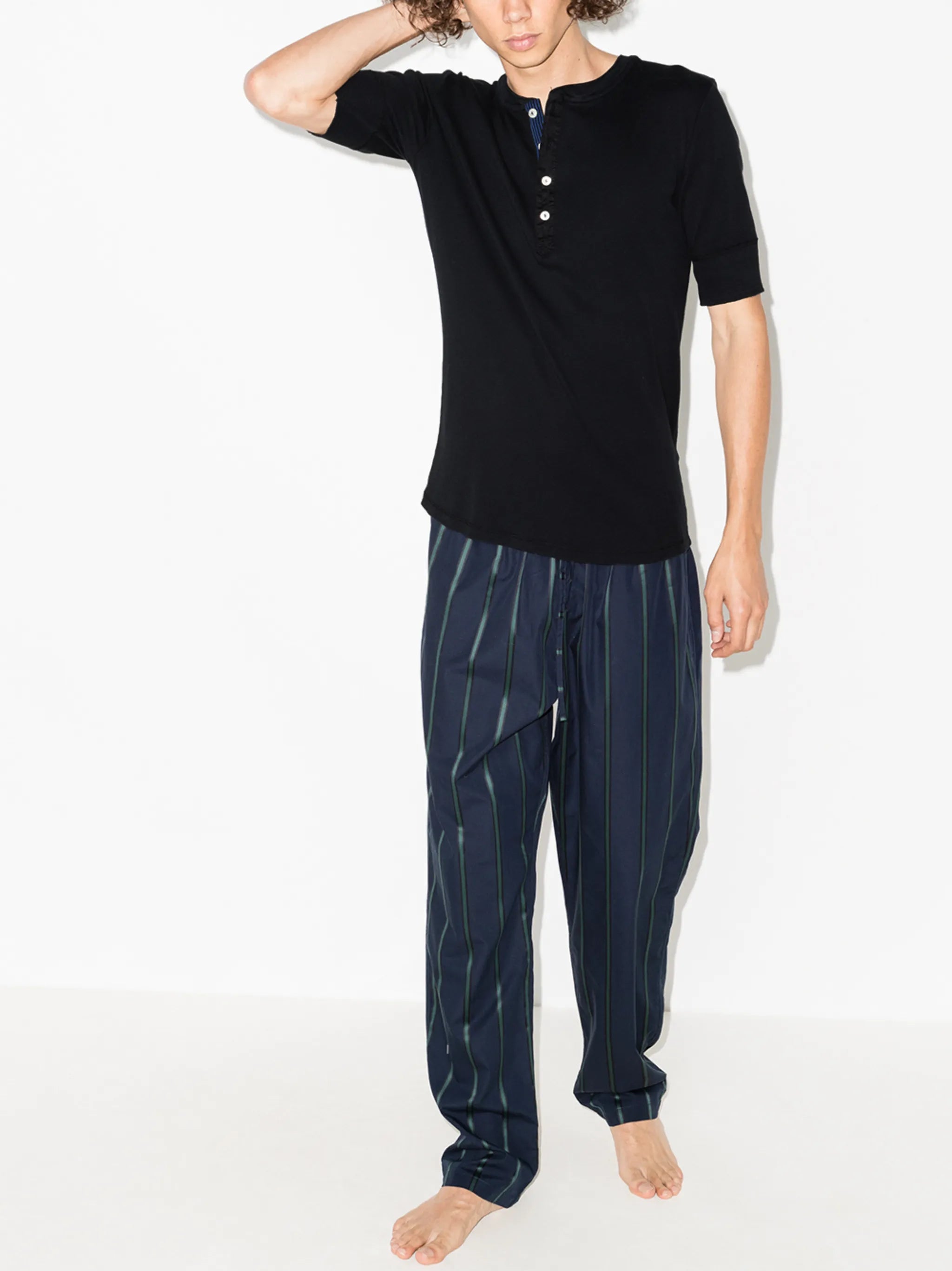 Henley button-placket T-shirt