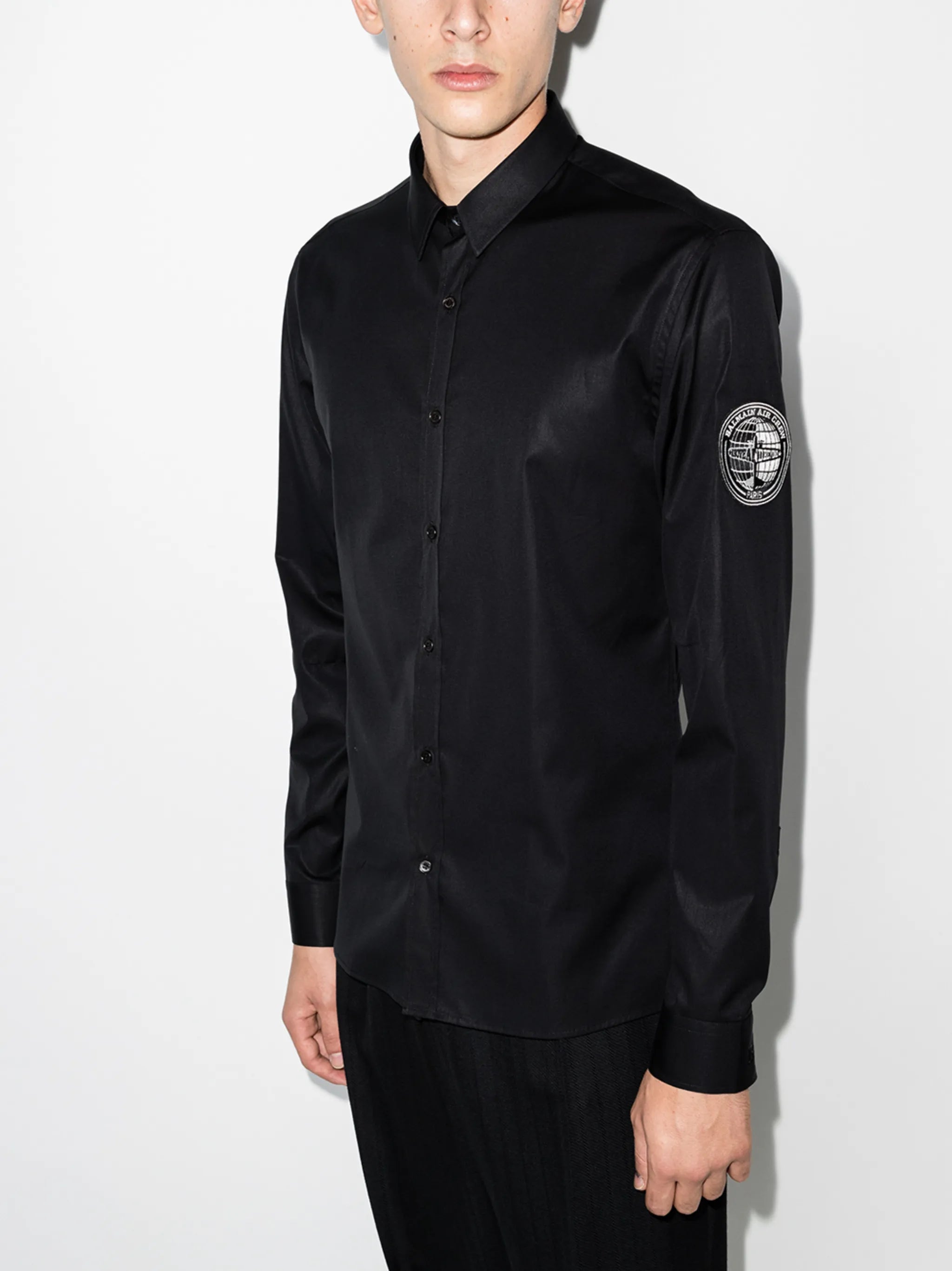 logo-patch poplin shirt