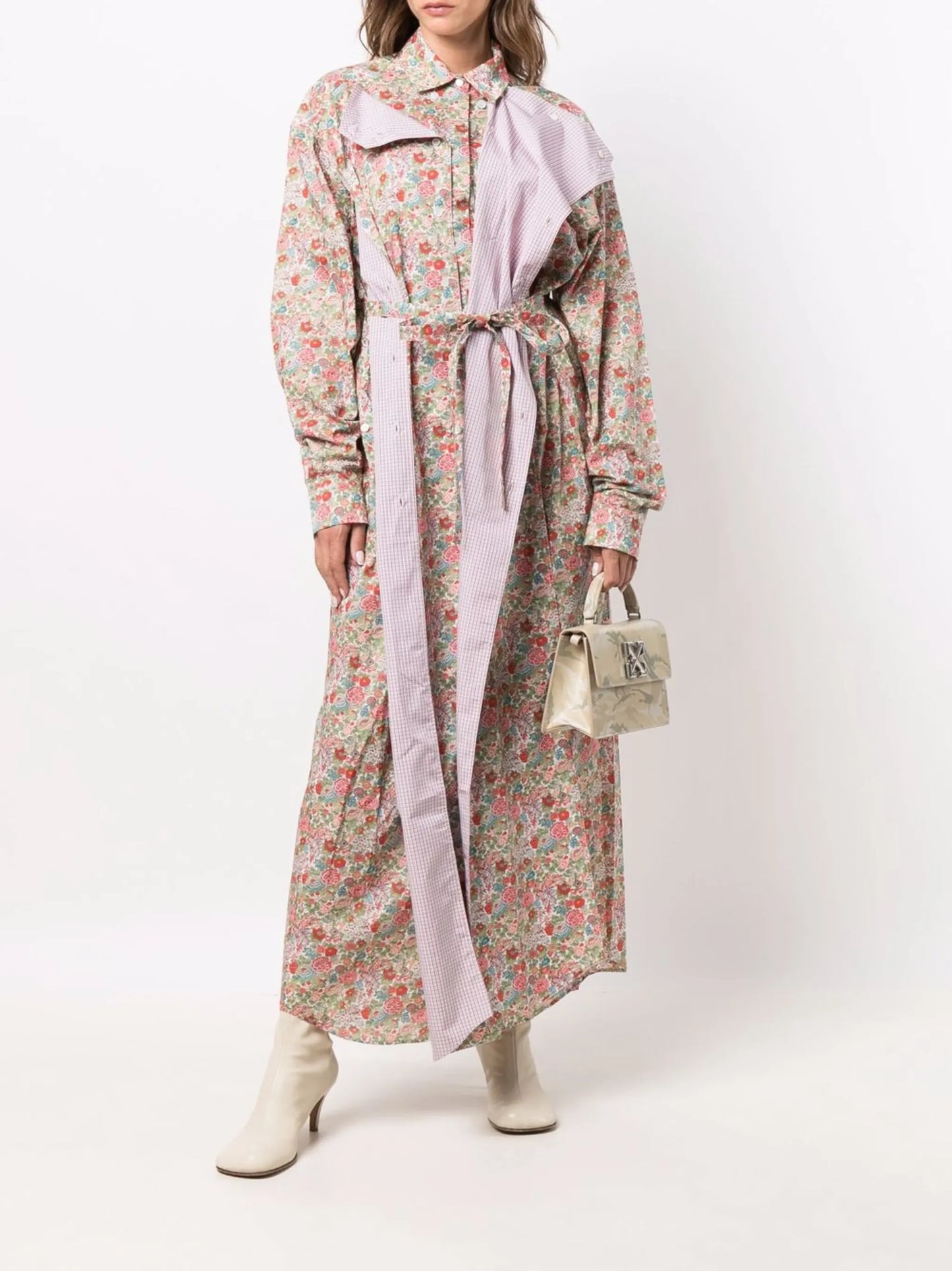 button panel shirt dress