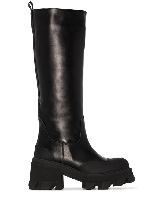 ridged-sole knee-high boots