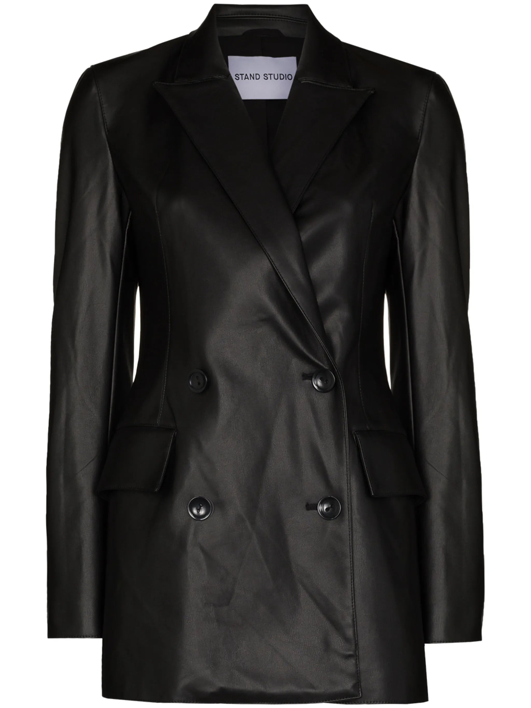 Jodie double-breasted faux-leather blazer