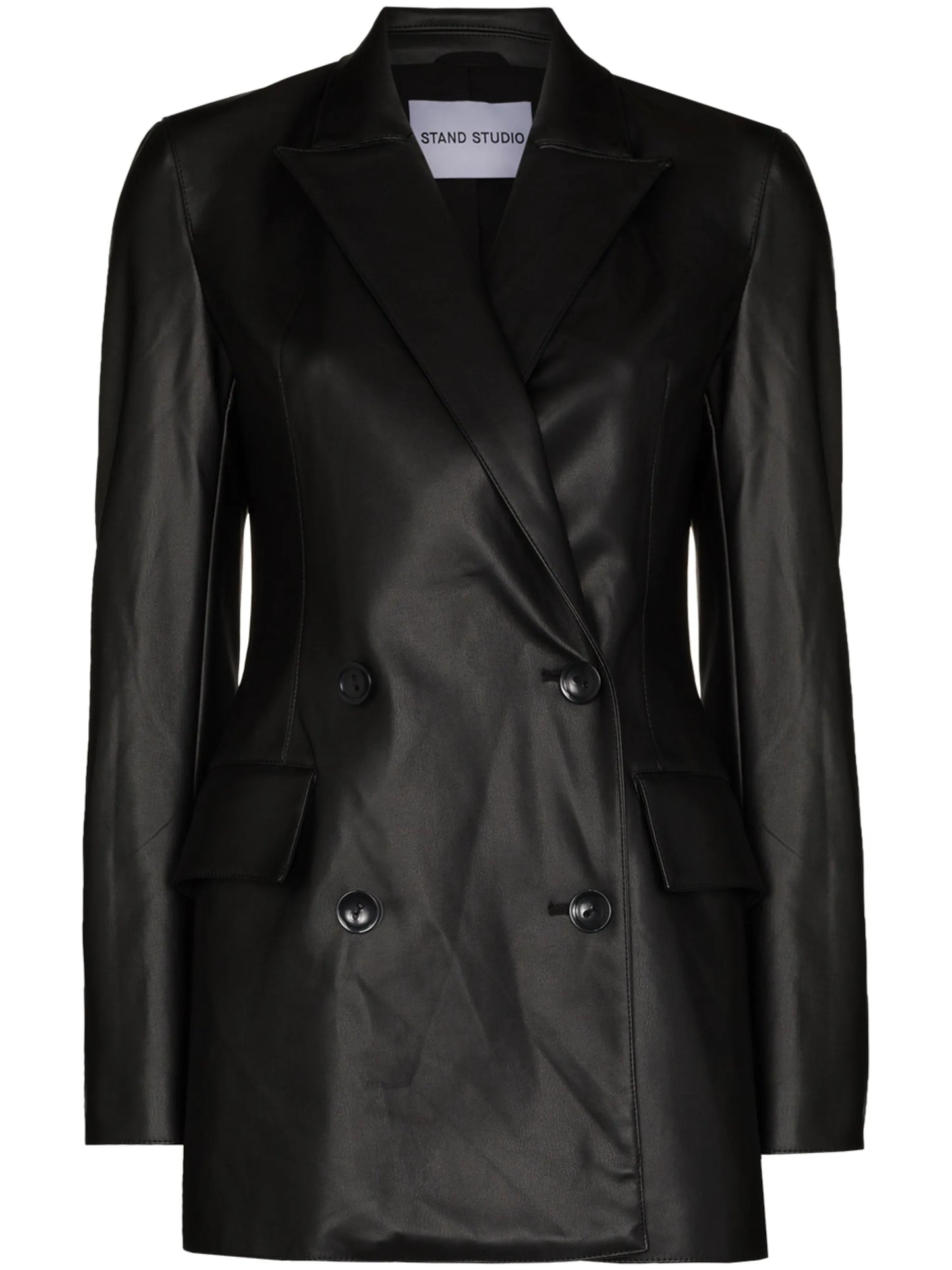 Jodie double-breasted faux-leather blazer