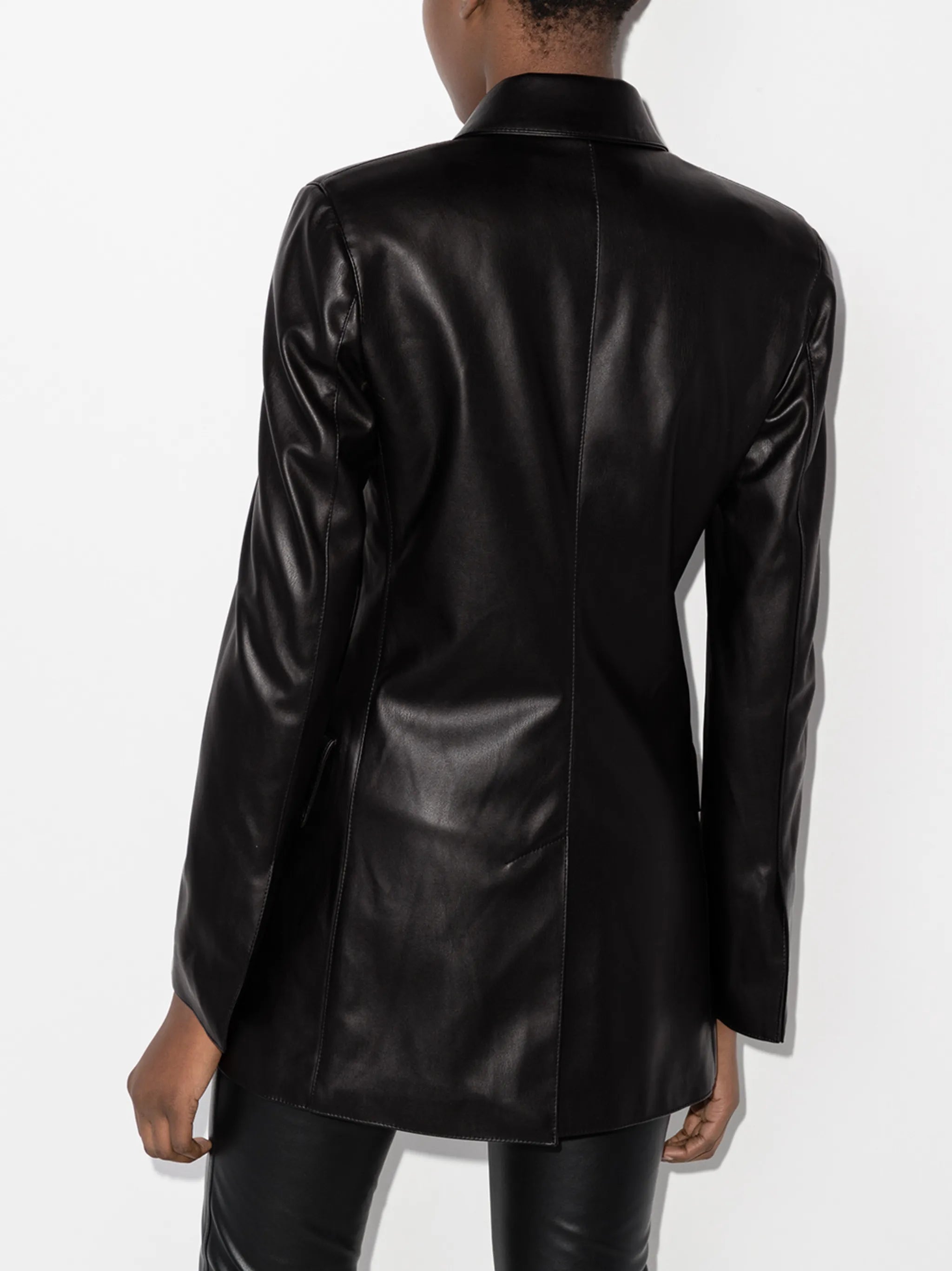 Jodie double-breasted faux-leather blazer