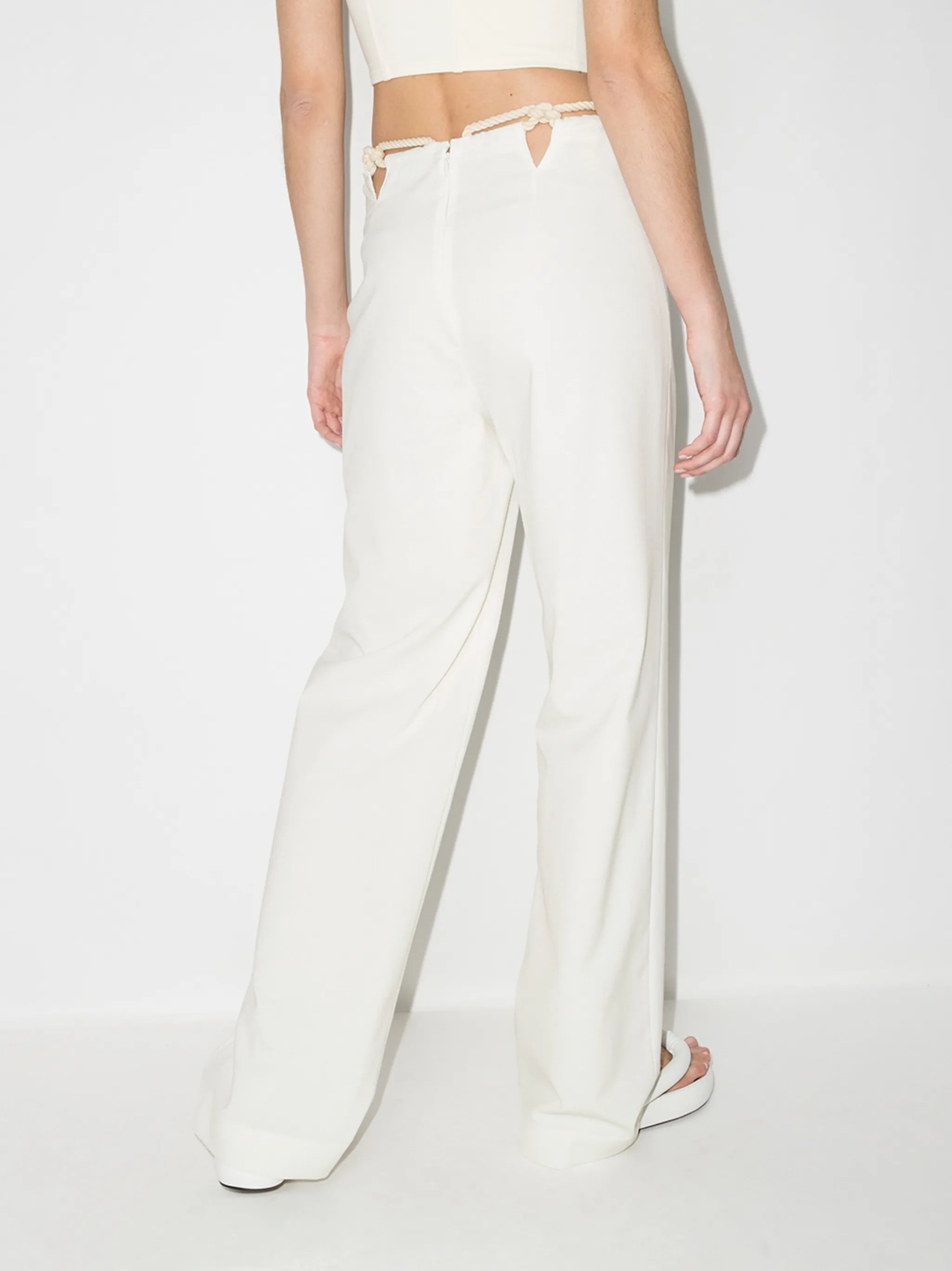 rope-detailing wide-leg trousers