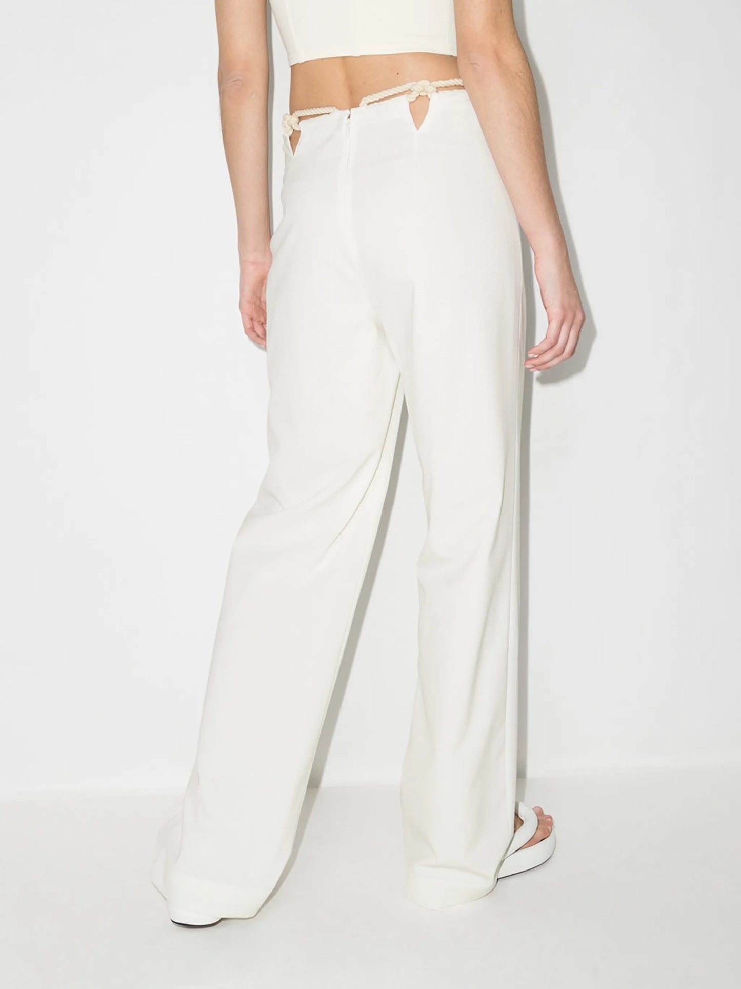 rope-detailing wide-leg trousers