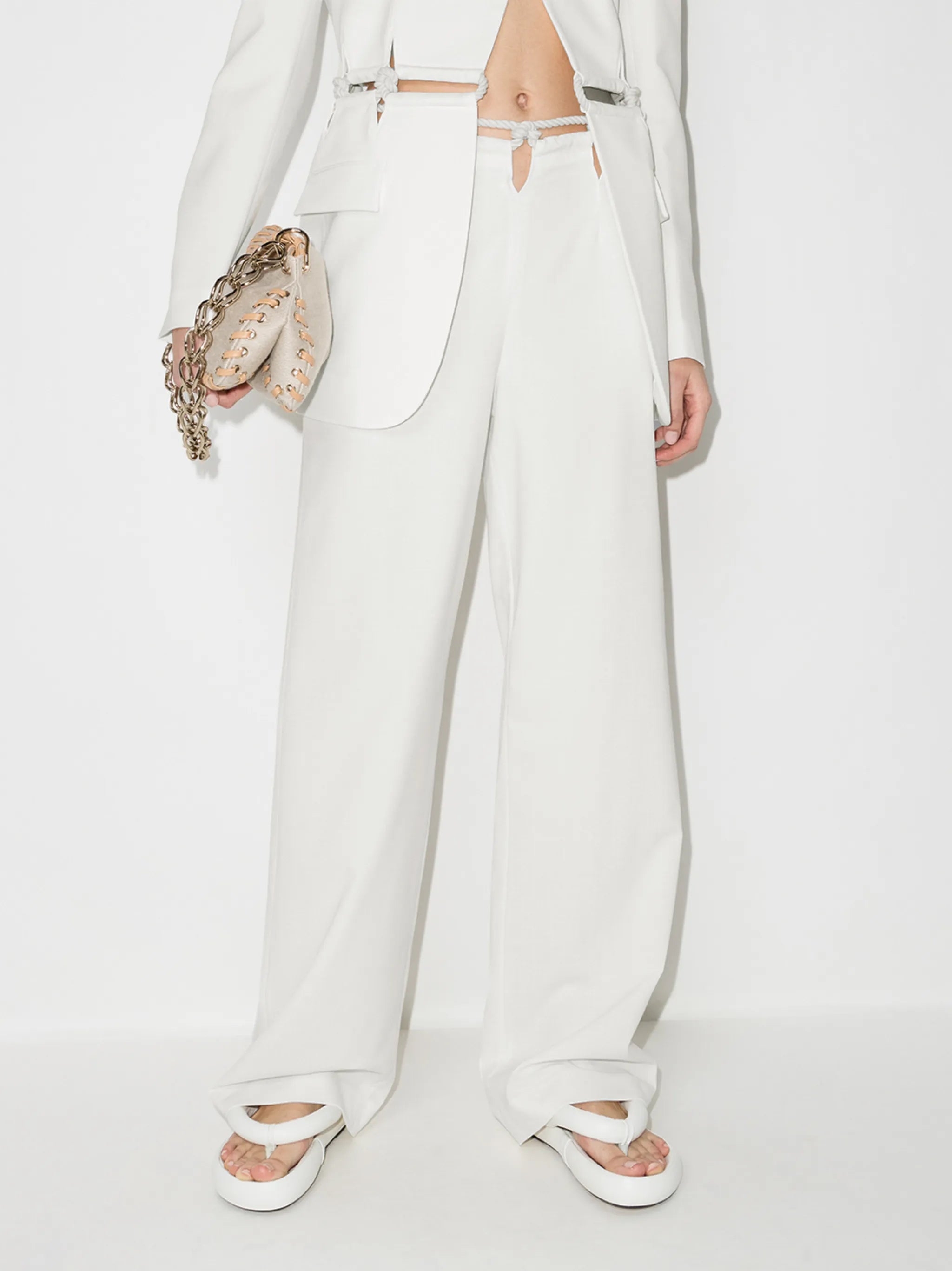 rope-detailing wide-leg trousers
