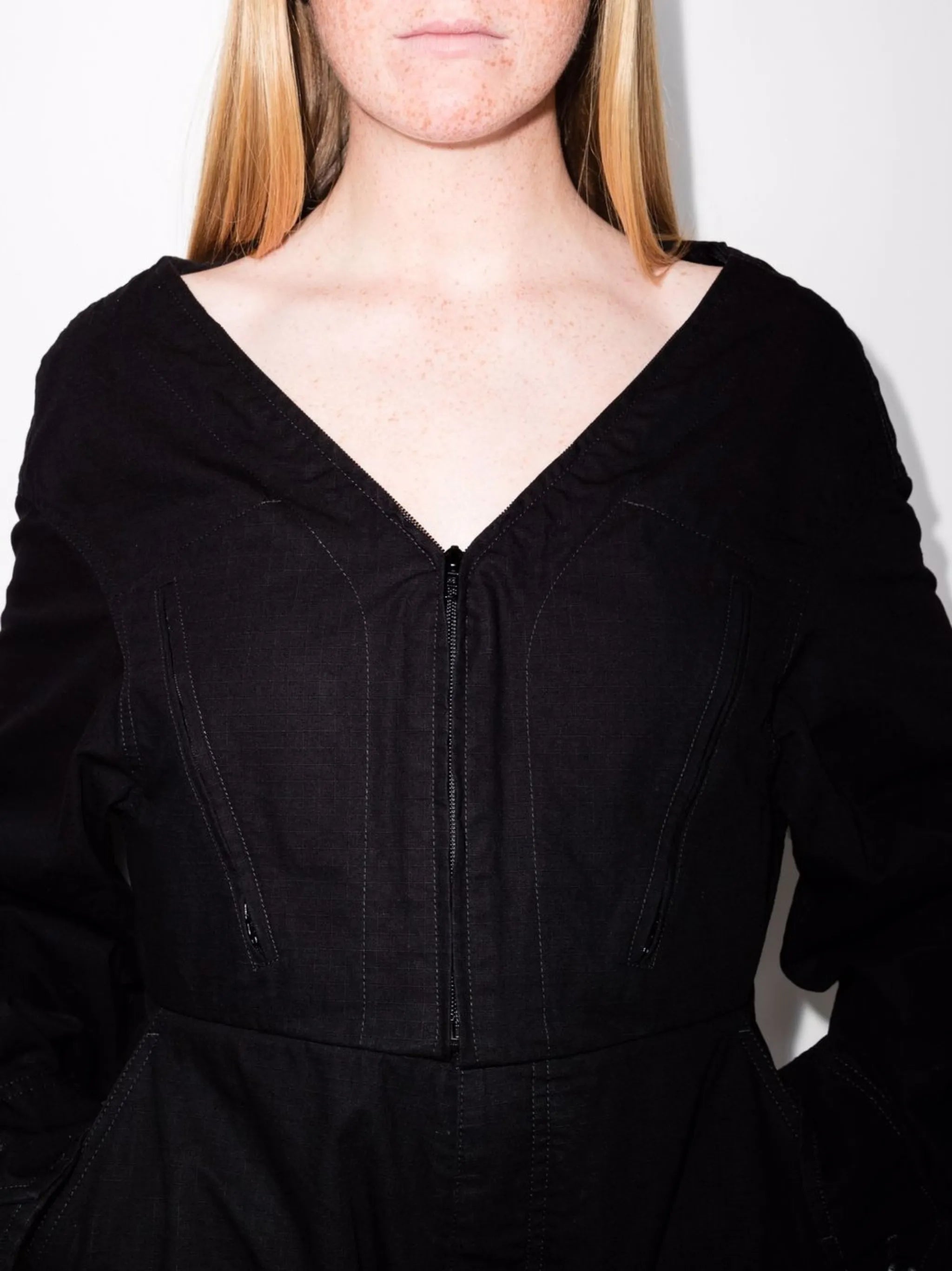 V-neck cargo jumpsuit