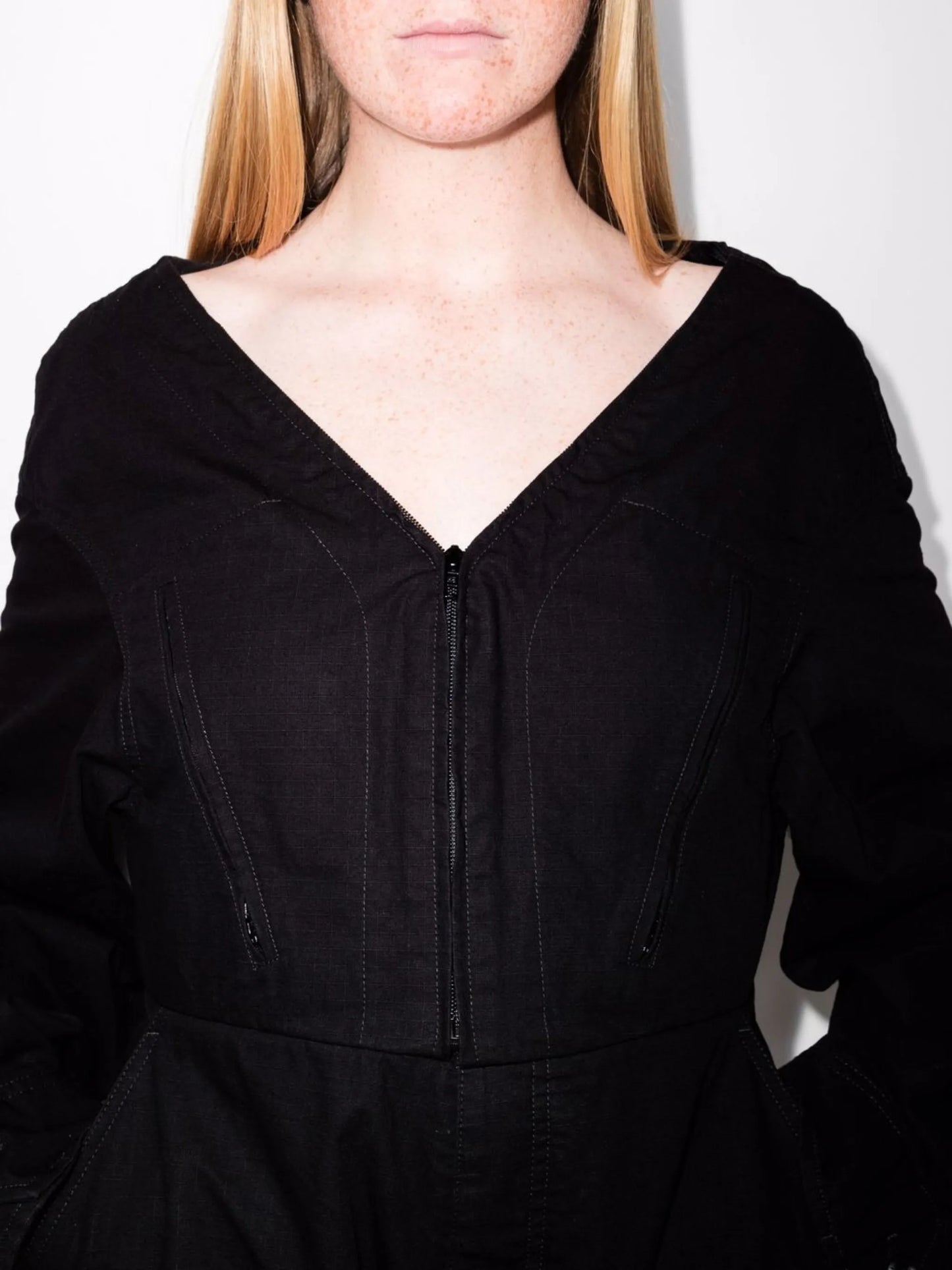 V-neck cargo jumpsuit