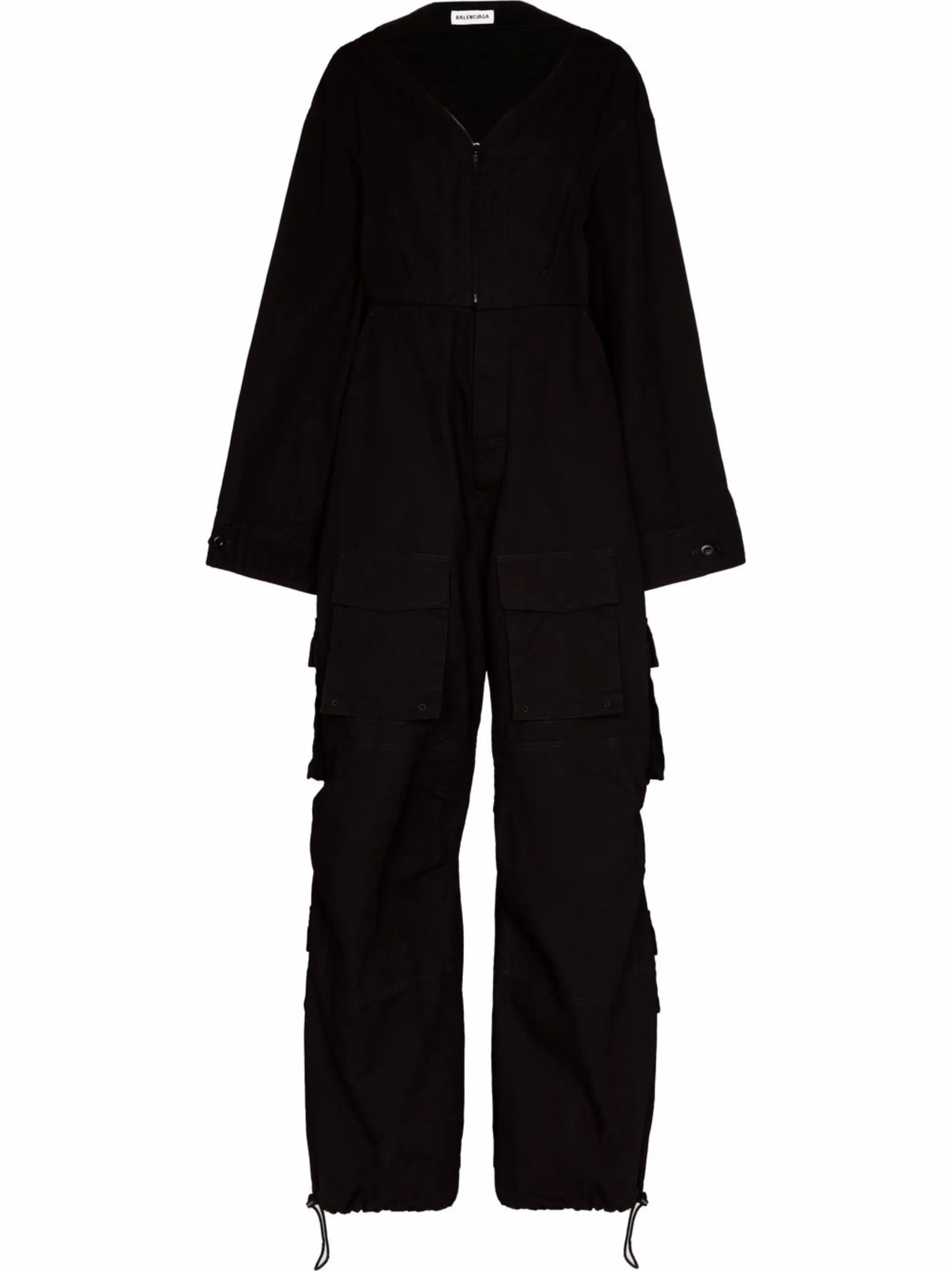 V-neck cargo jumpsuit