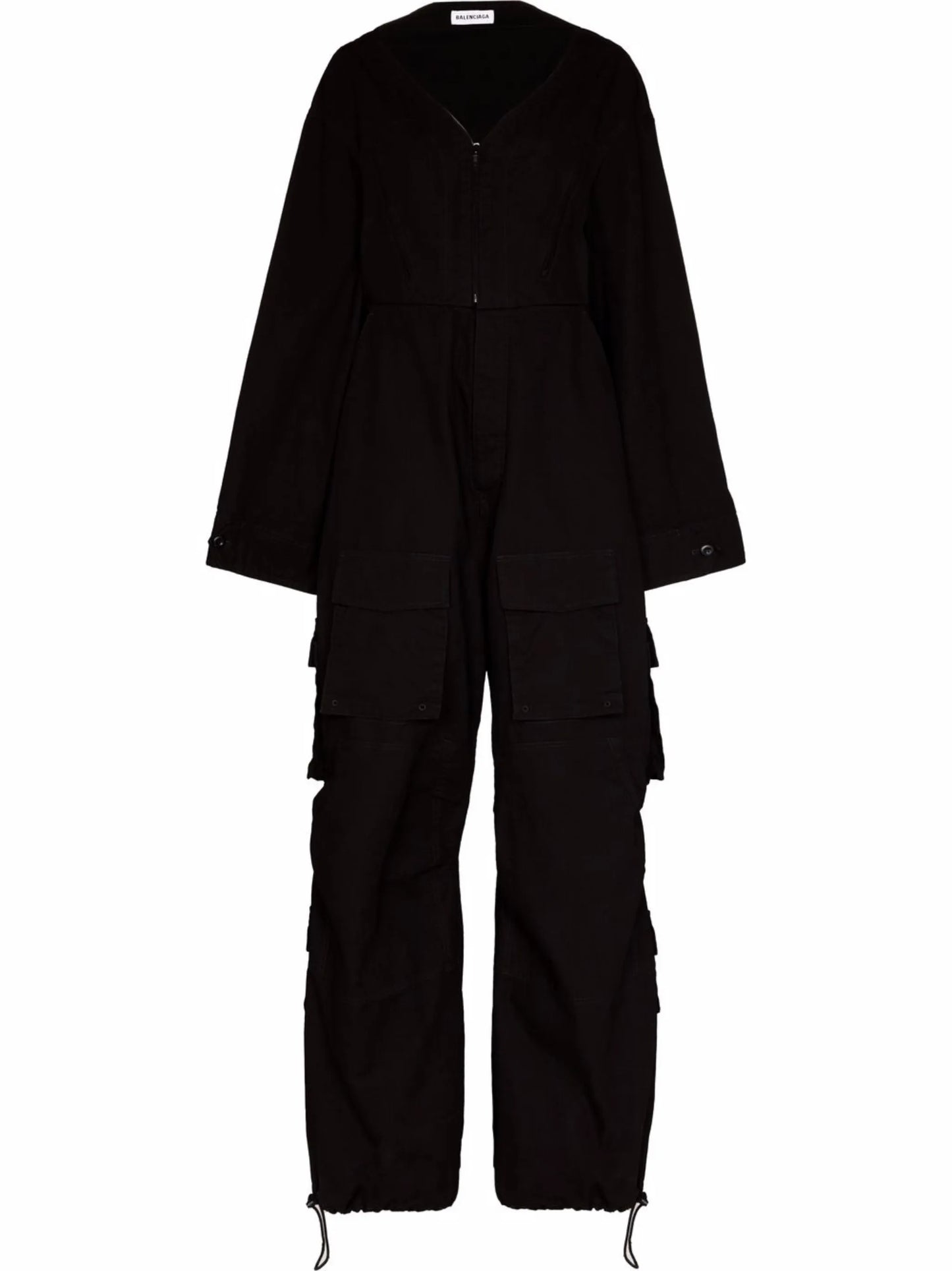 V-neck cargo jumpsuit