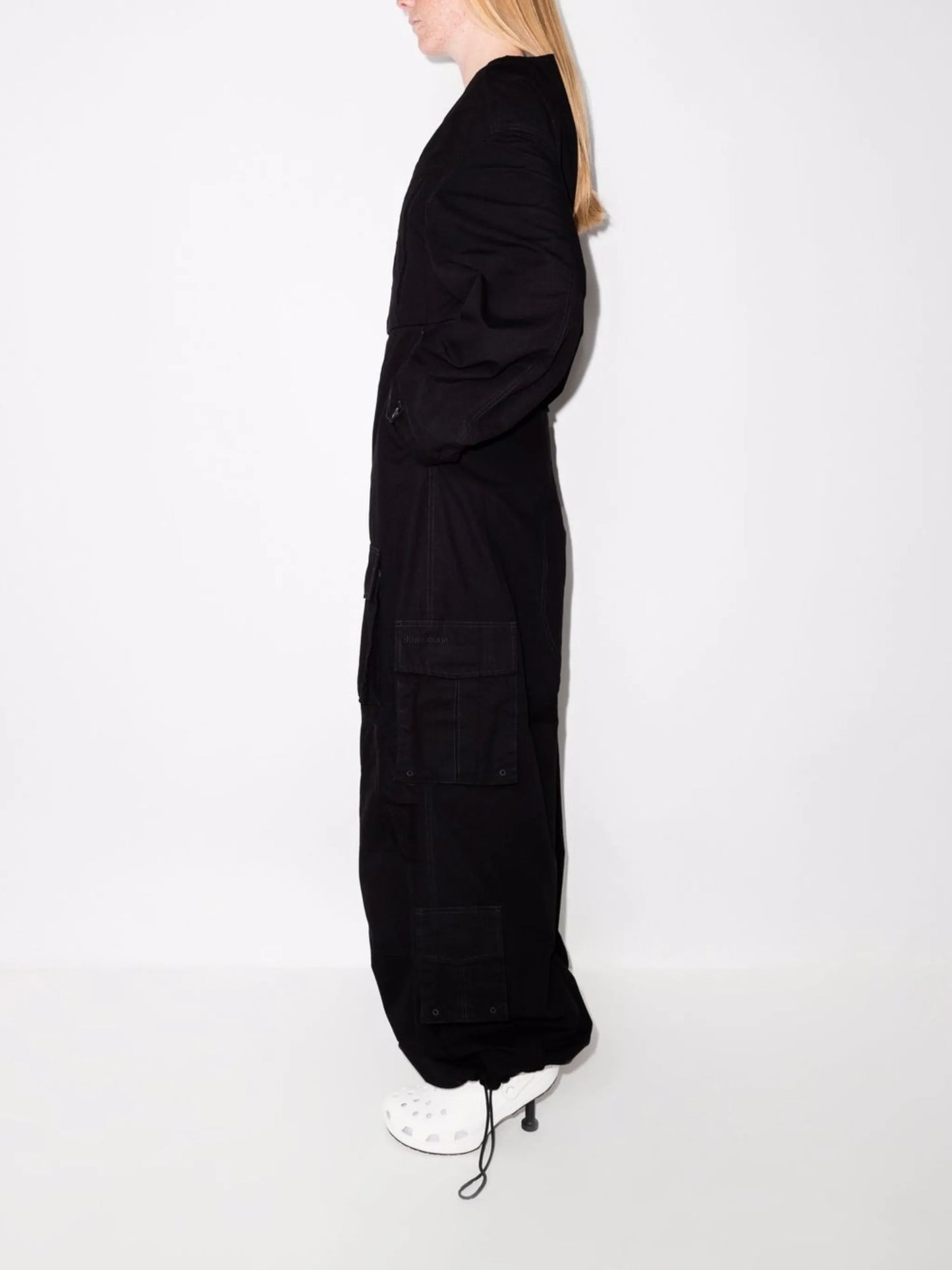 V-neck cargo jumpsuit