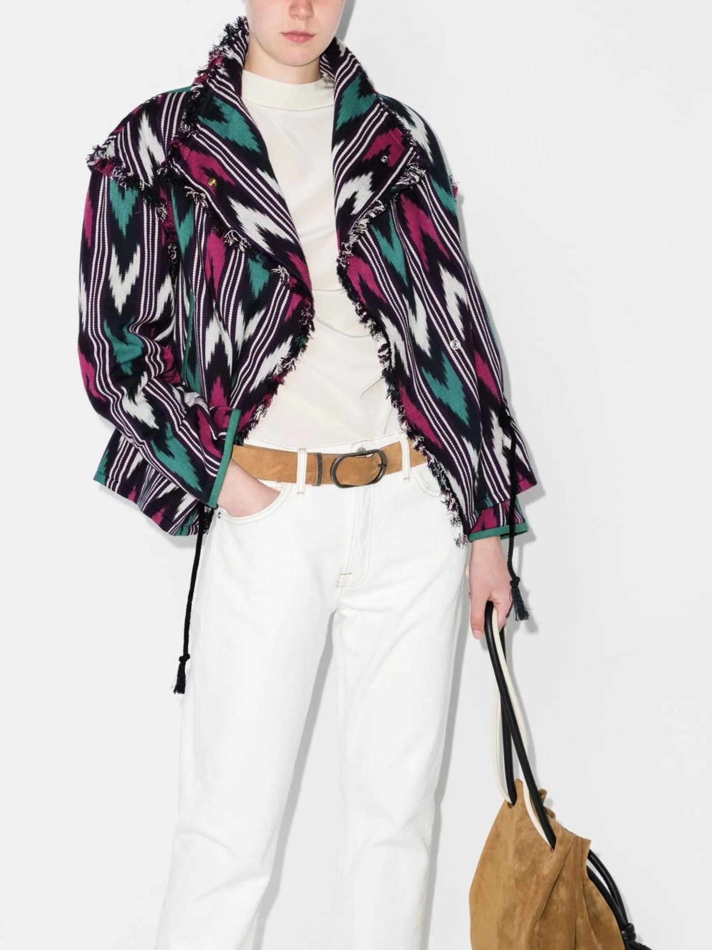 chevron raw-hem jacket