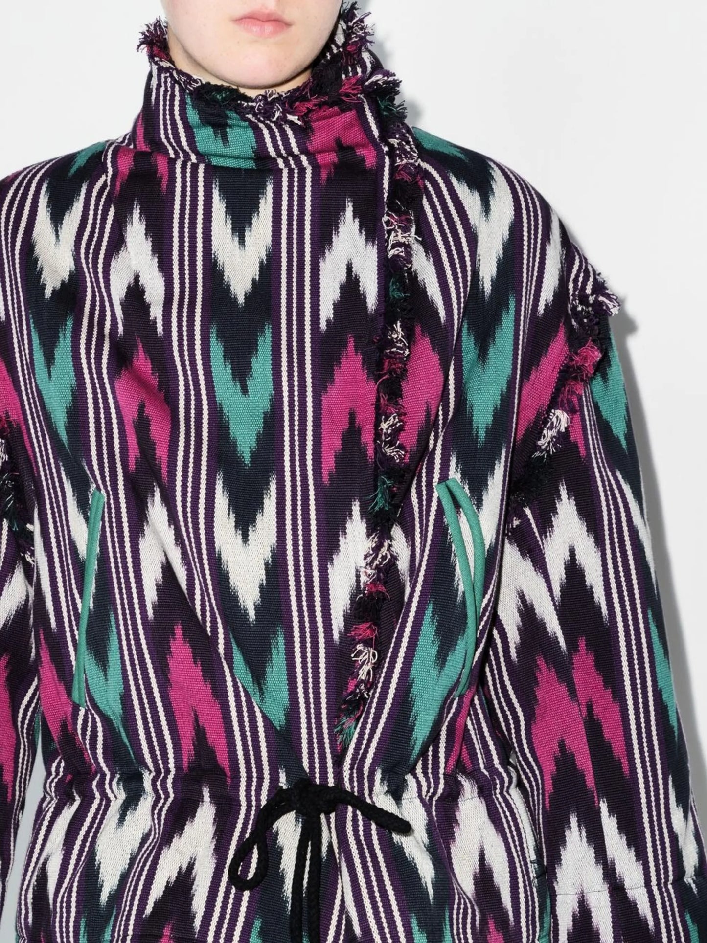 chevron raw-hem jacket