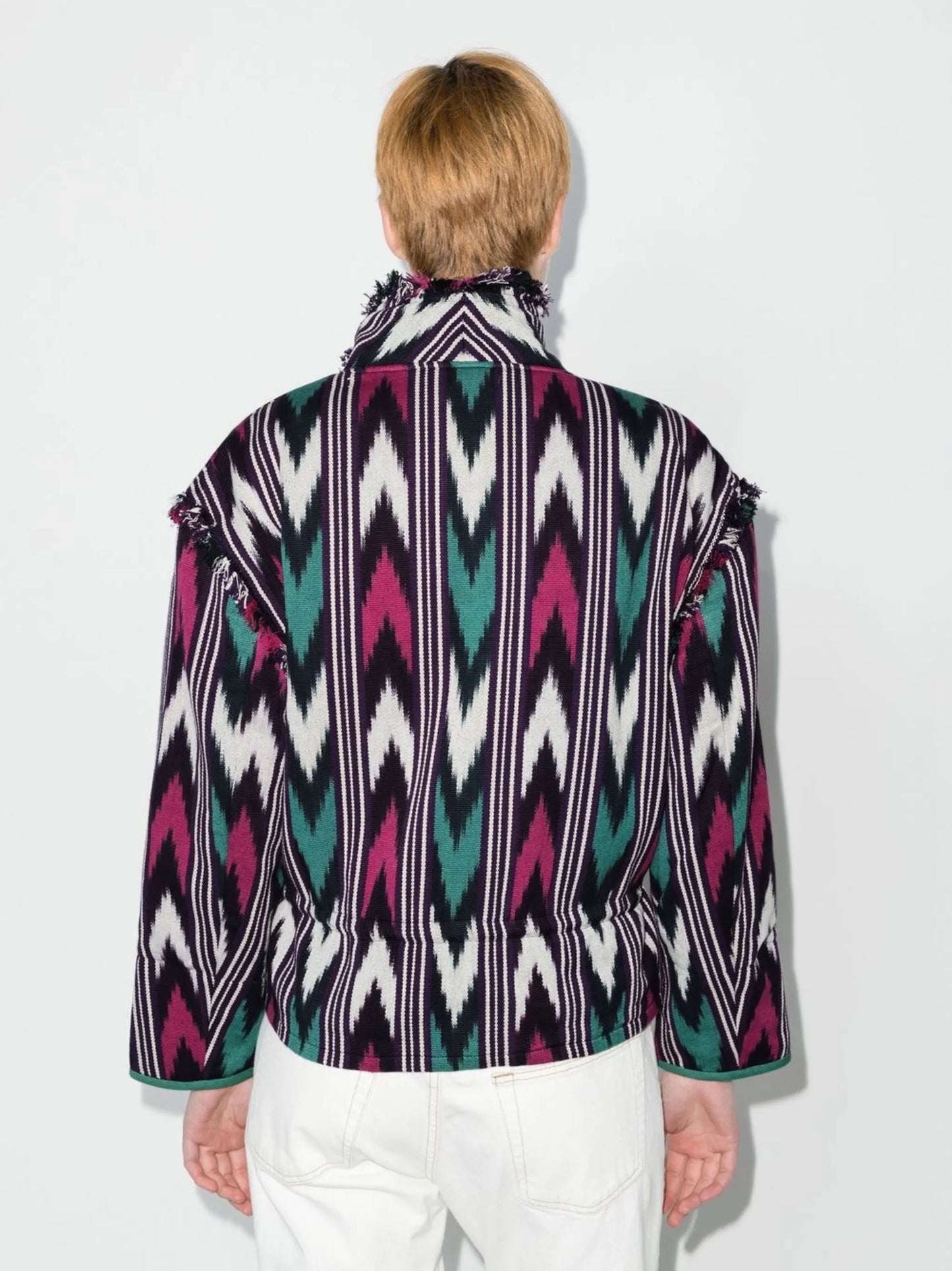 chevron raw-hem jacket