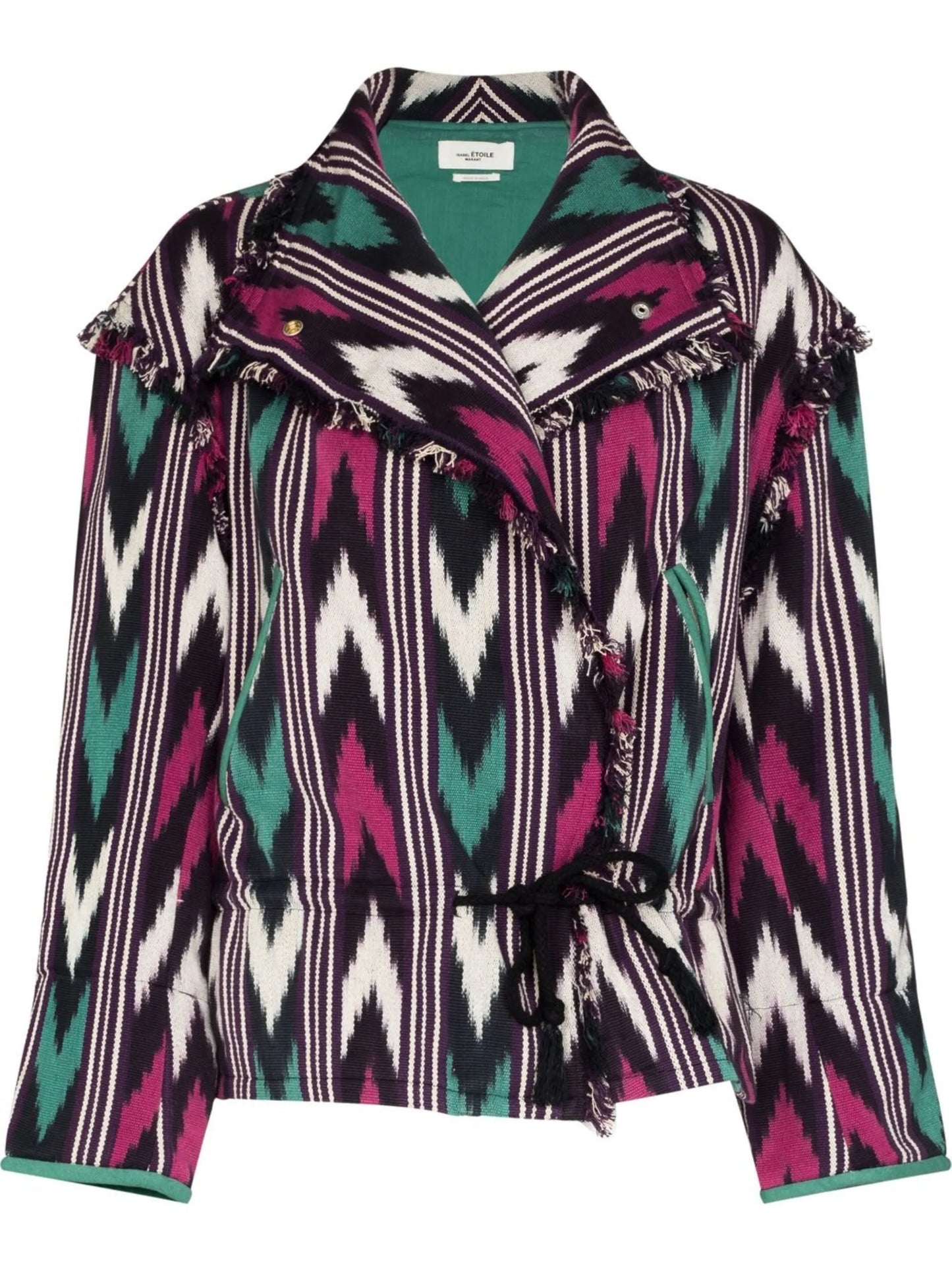 chevron raw-hem jacket