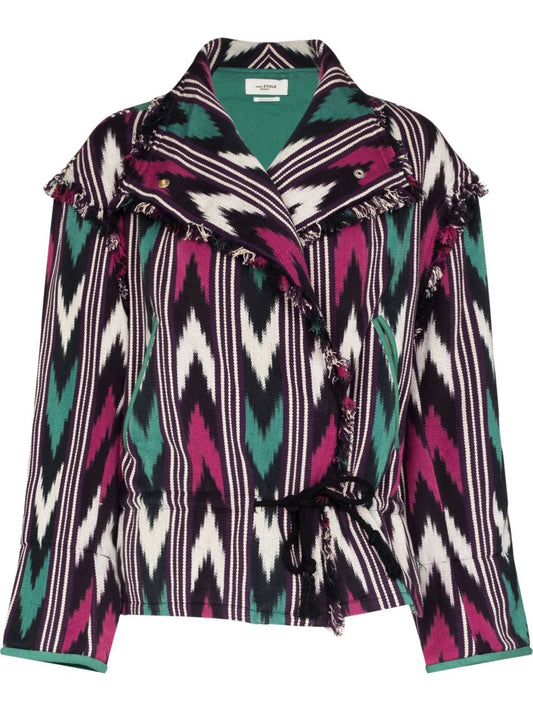 chevron raw-hem jacket