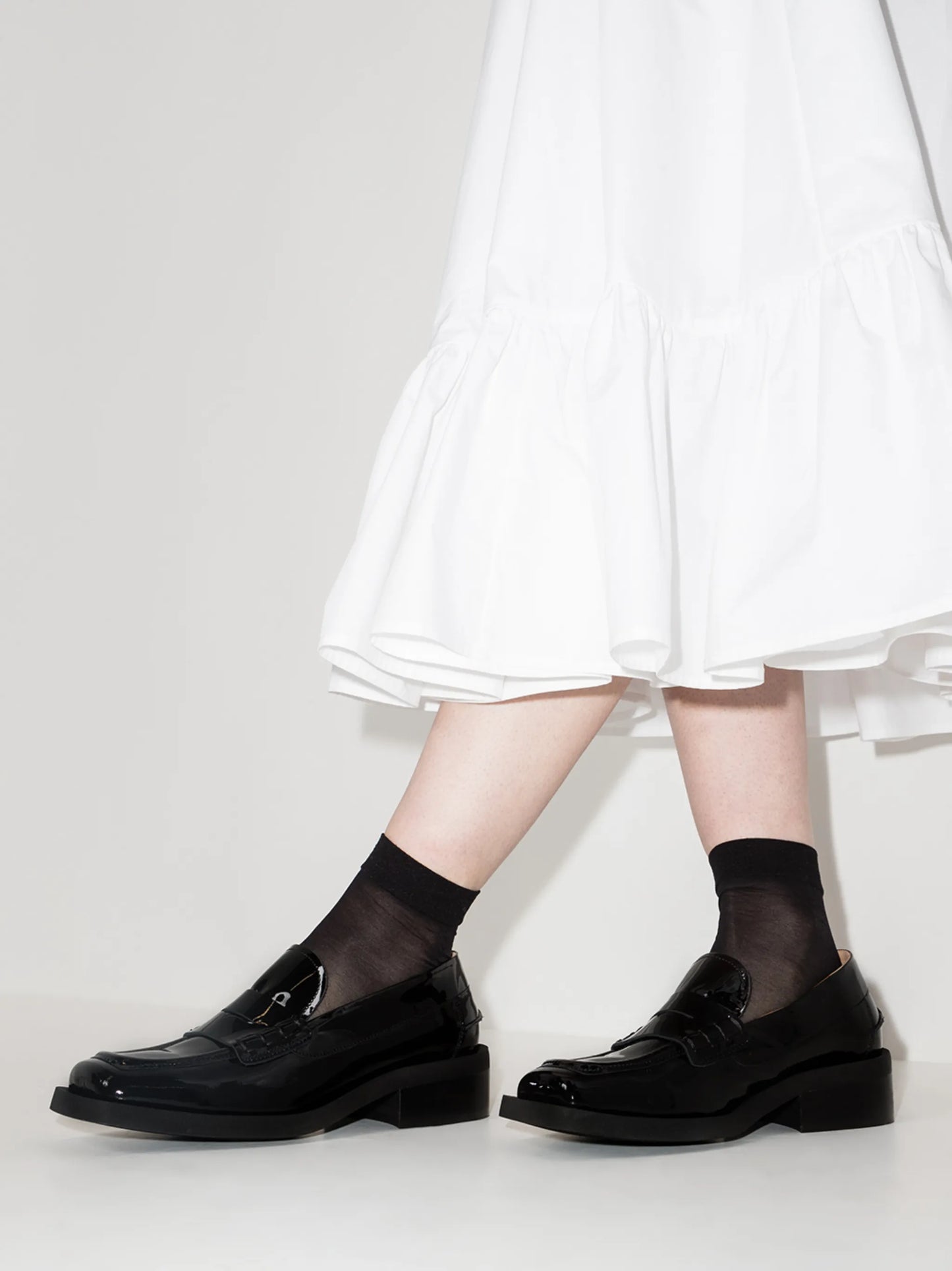 square-toe leather loafers