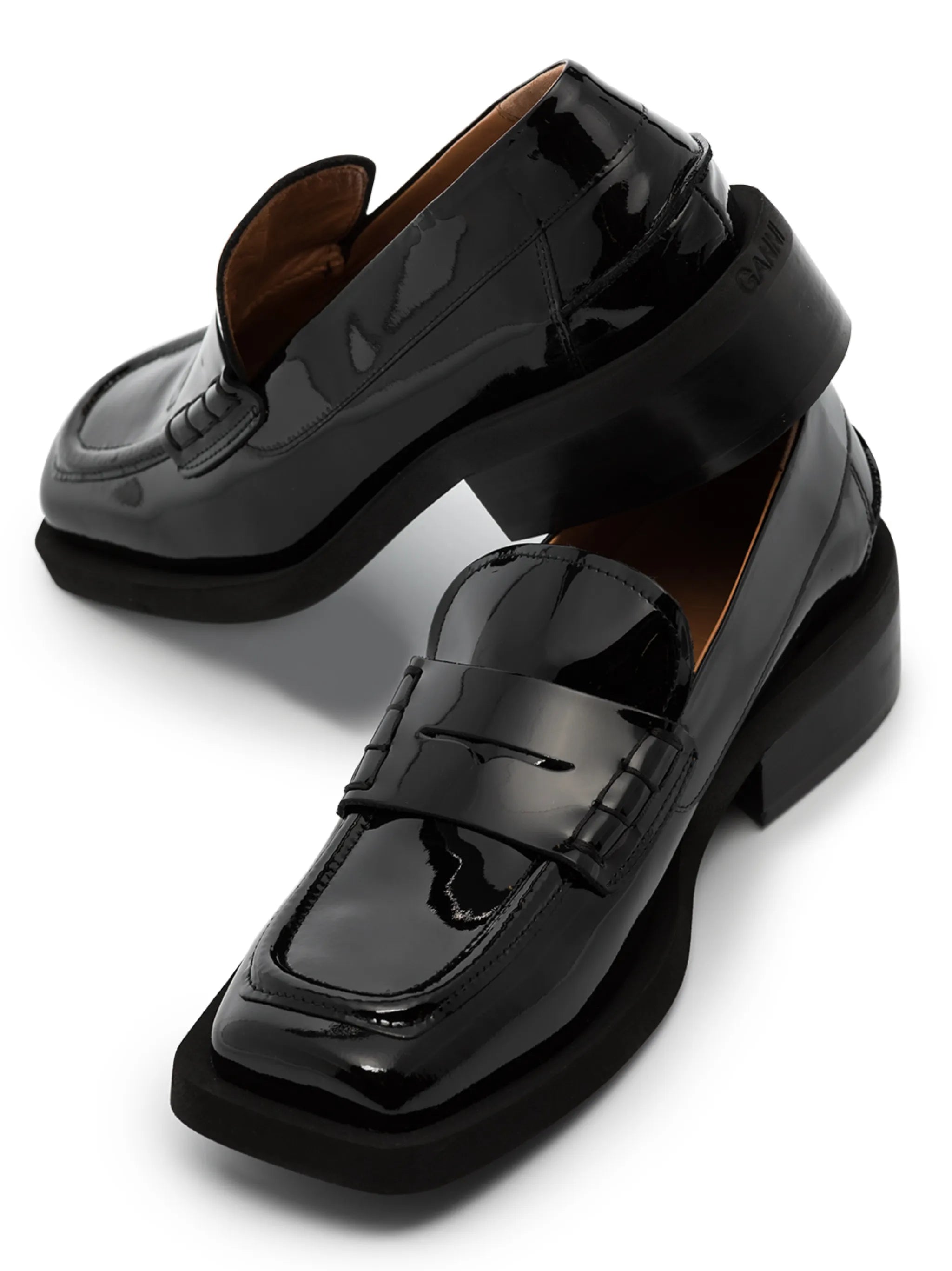 square-toe leather loafers