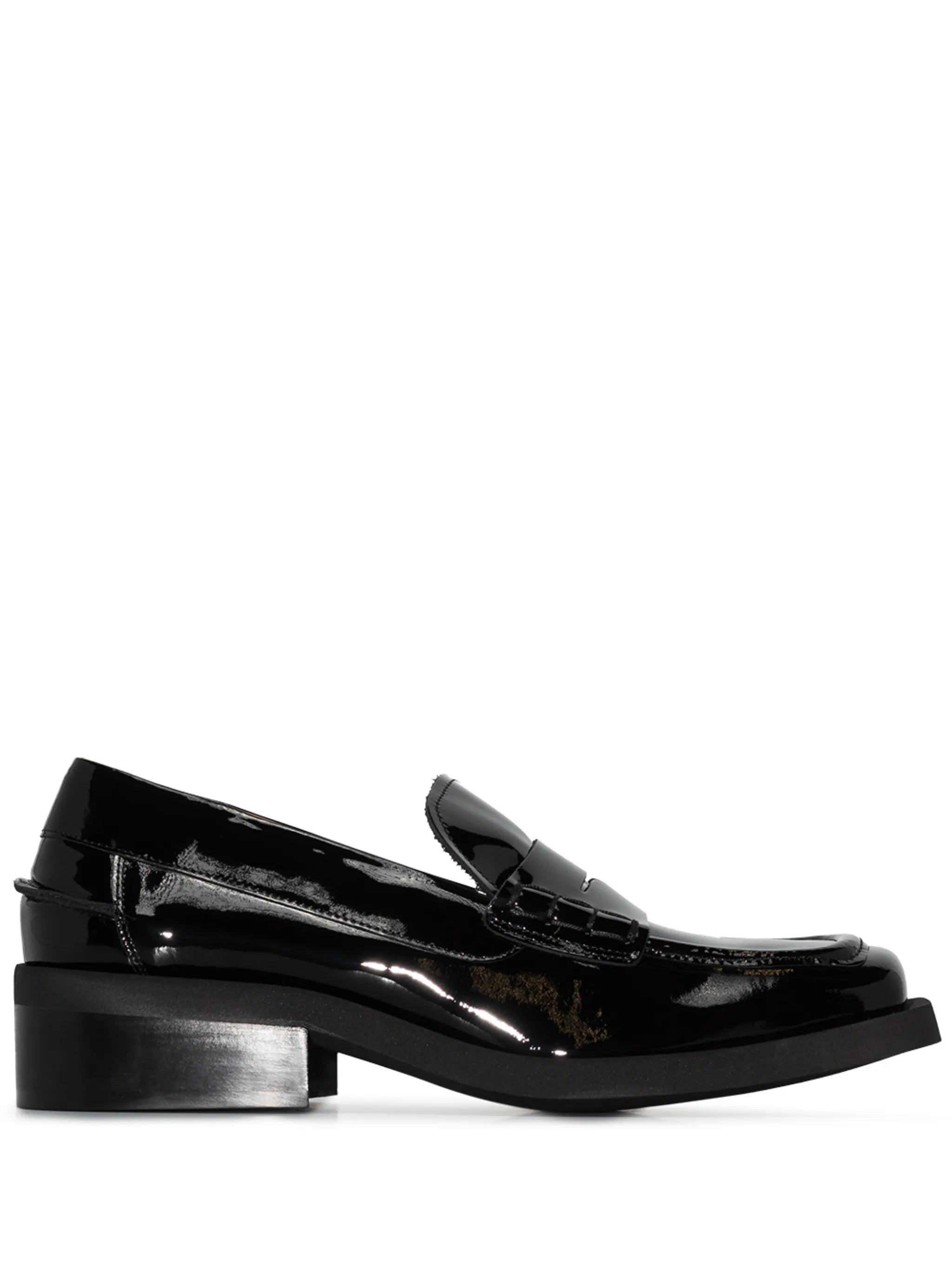 square-toe leather loafers