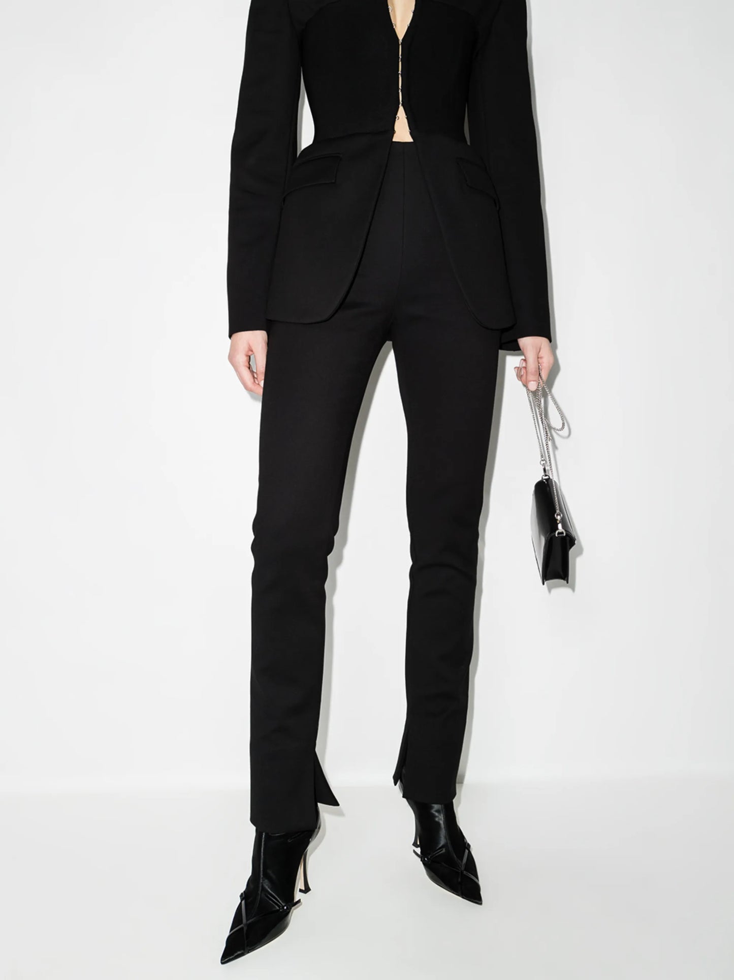 high-waisted slim trousers