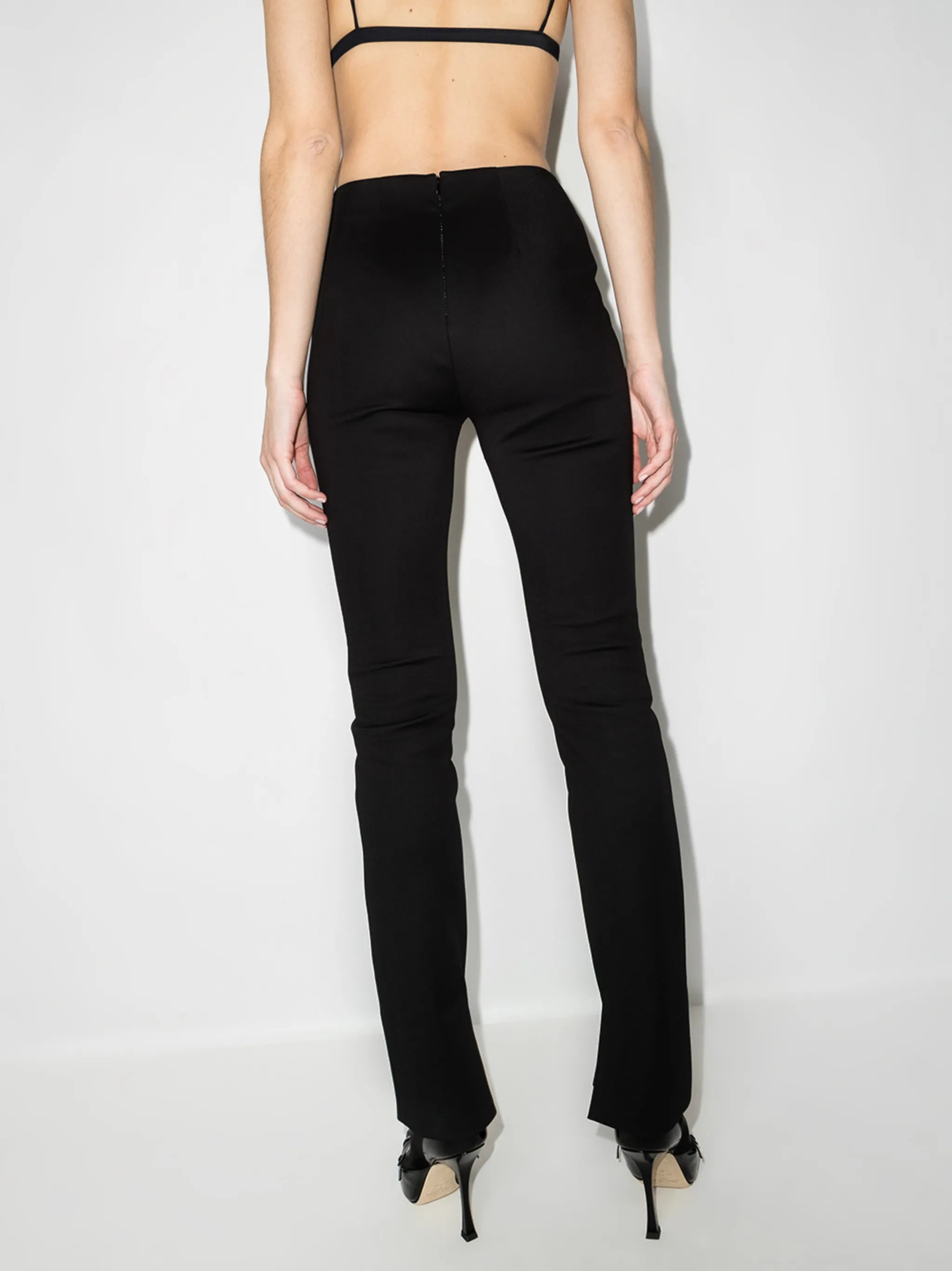 high-waisted slim trousers