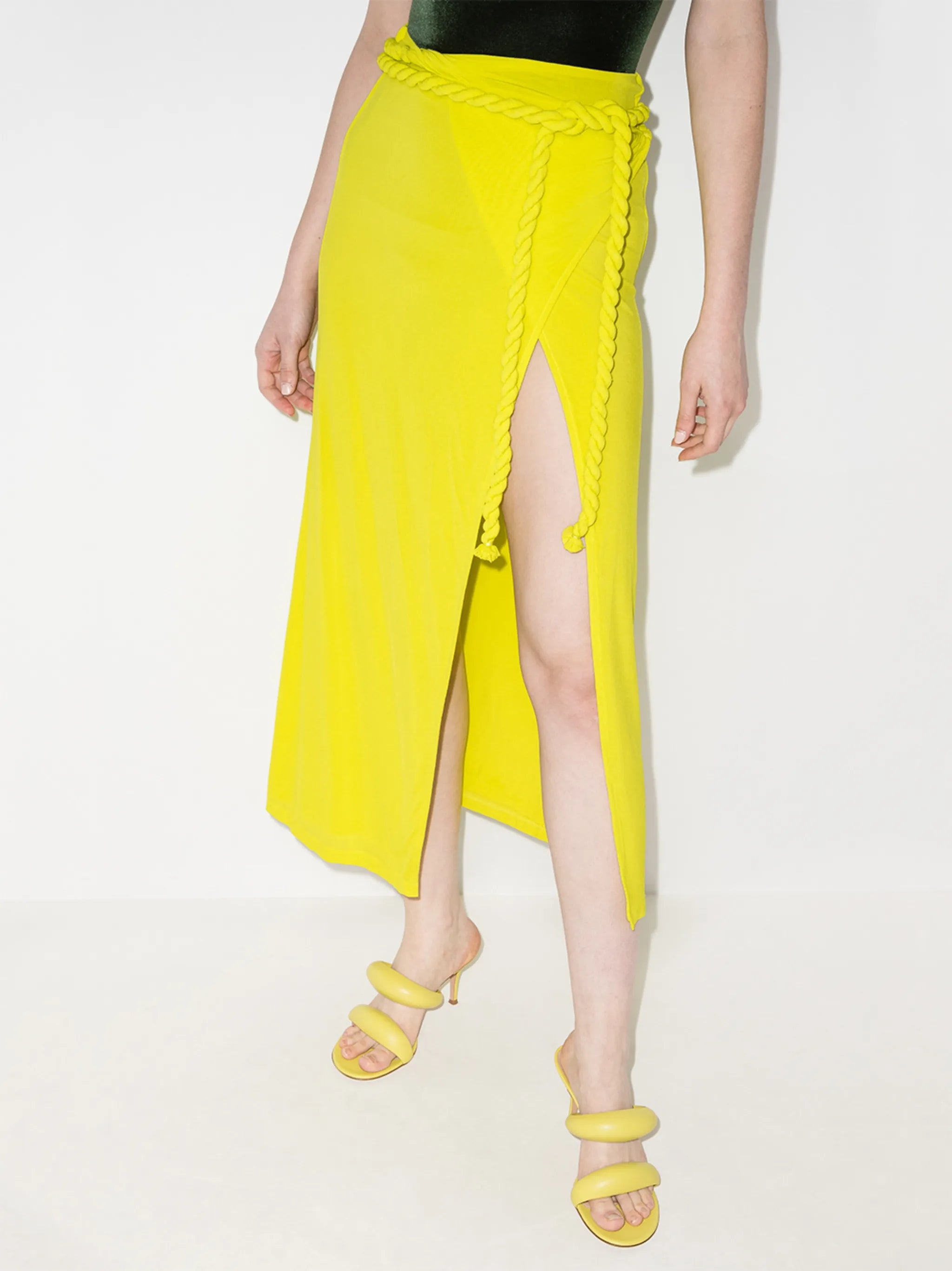 rope tie midi skirt