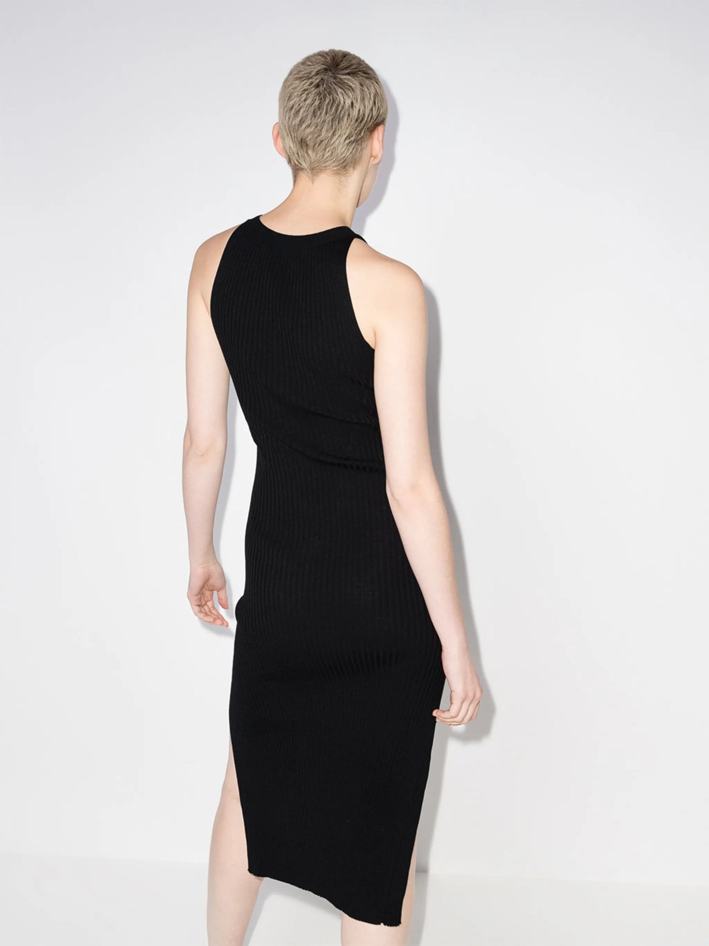 side slit asymmetric midi dress